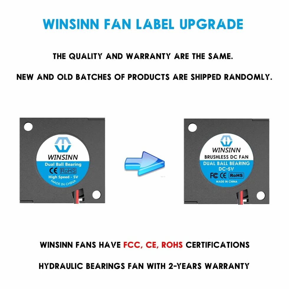 WINSINN Ventola a turbina turbo 30mm 3010 30x10mm 5V doppio cuscinetto a sfera 2 pezzi