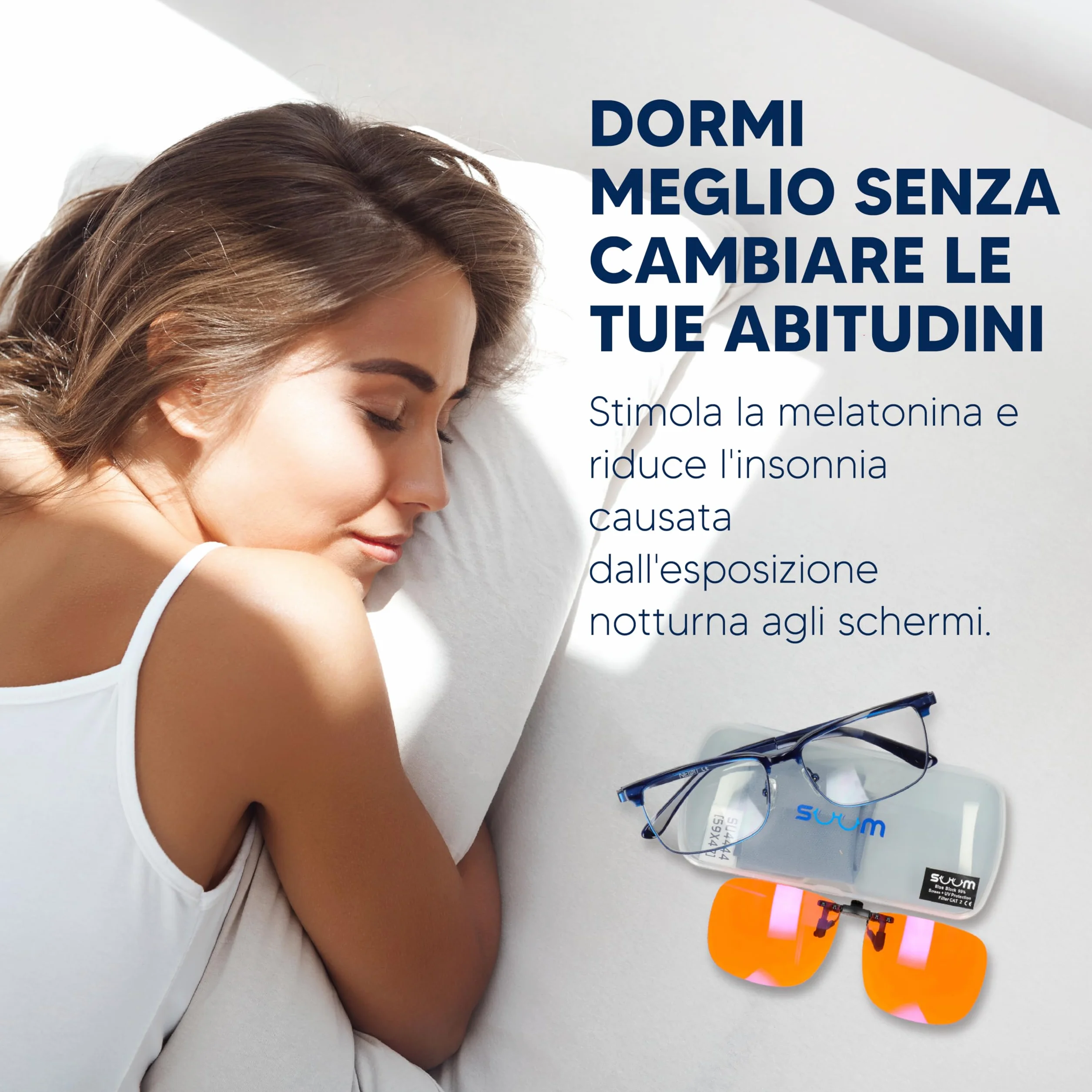 SUUM Clip-On con Morsetto Ribaltabile Filtro Luce Blu per Occhiali da Vista Lenti Arancioni Antiaffaticamento per Schermi Lettura Gaming Lavoro