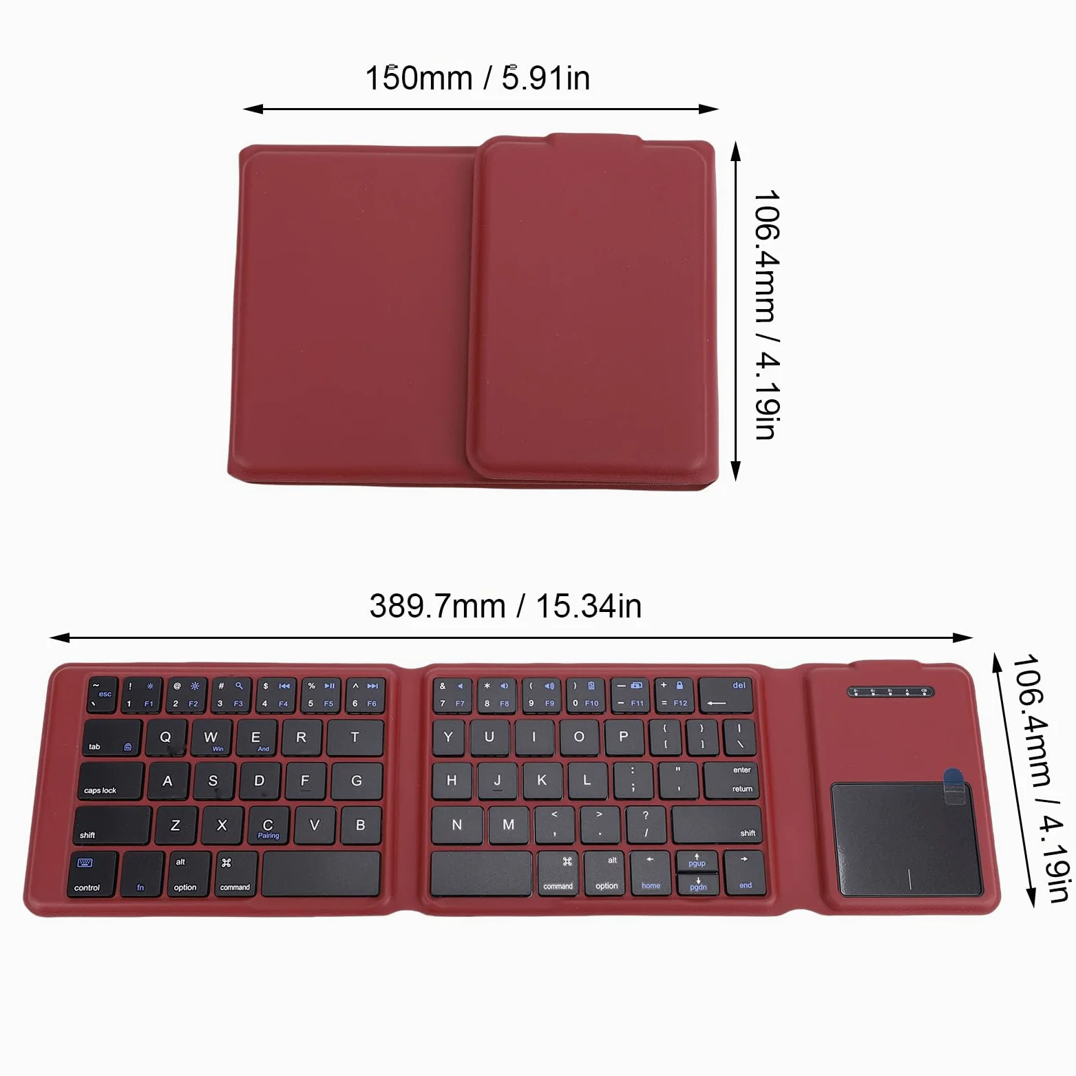 Asixxsix Tastiera Pieghevole con Touchpad, Tastiera da Viaggio Bluetooth Wireless Ultra Sottile e Pieghevole, Collega Fino a 3 Dispositivi, Ricaricabile, Tascabile, per Telefono