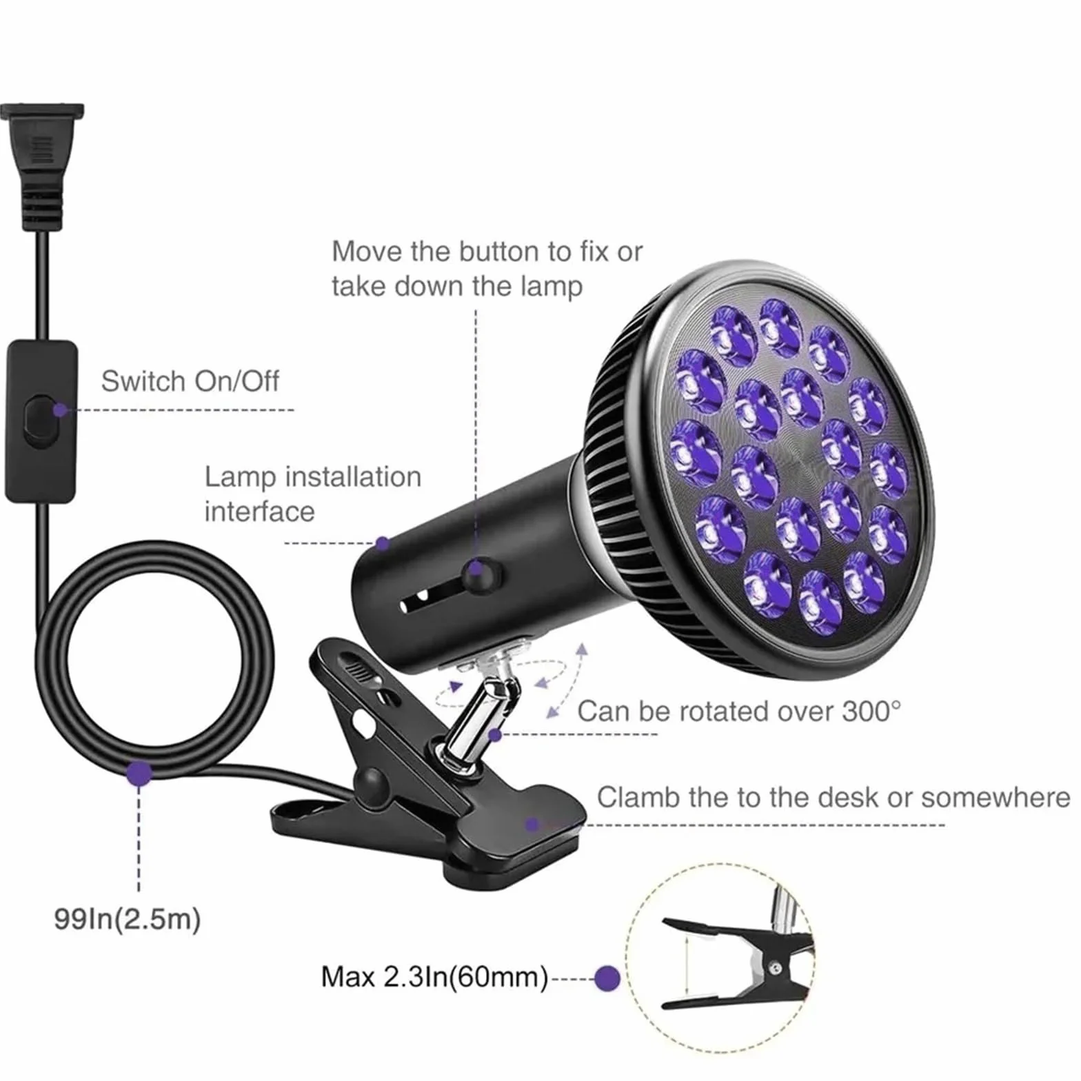 Lampada abbronzante viso 54 W con occhiali protezione per casa