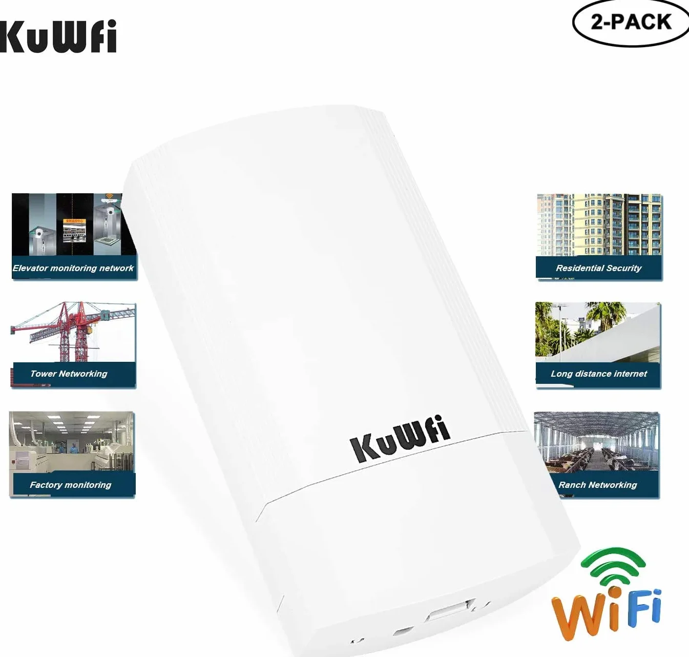 Accesso Point Esterno, KuWFi 900Mbps Indoor e Outdoor Point-to-Point Wireless Bridge / CPE Supporta la Soluzione di Trasmissione Remota 2KM per PTP, PTMP