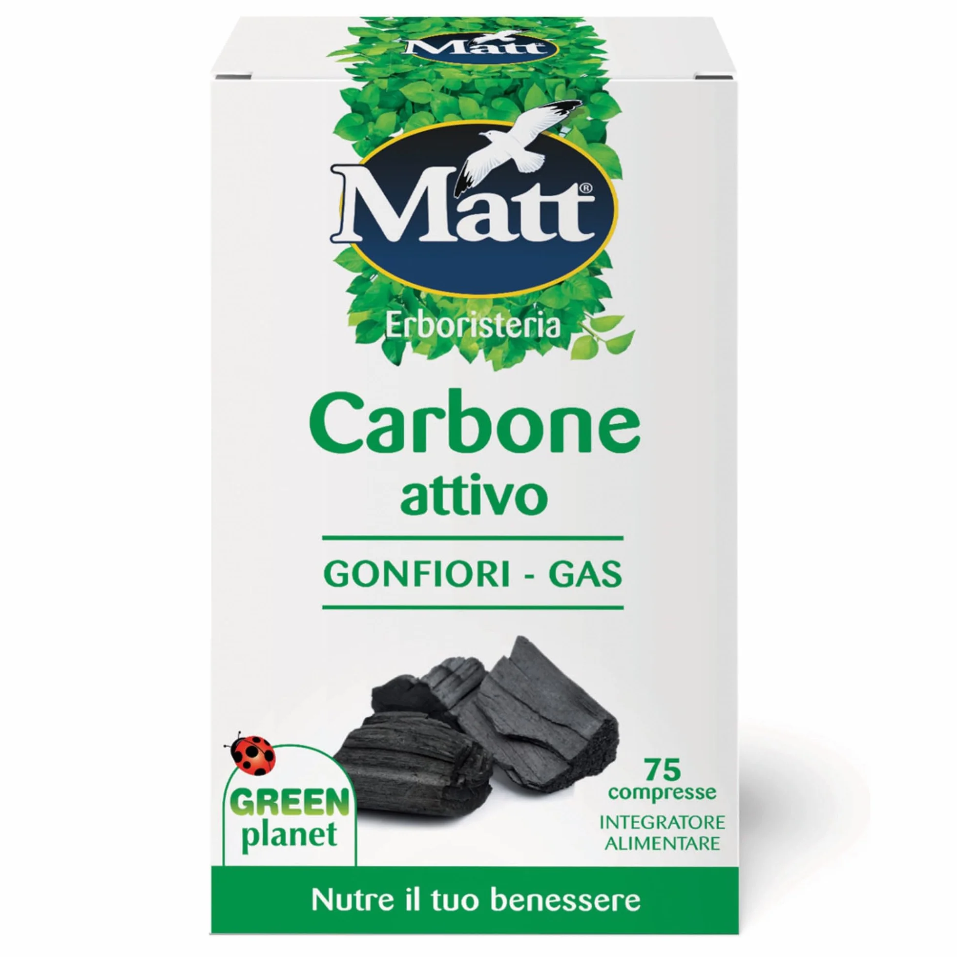 Carbone Attivo Vegetale Integratore Alimentare 75 Compresse 37,8 g