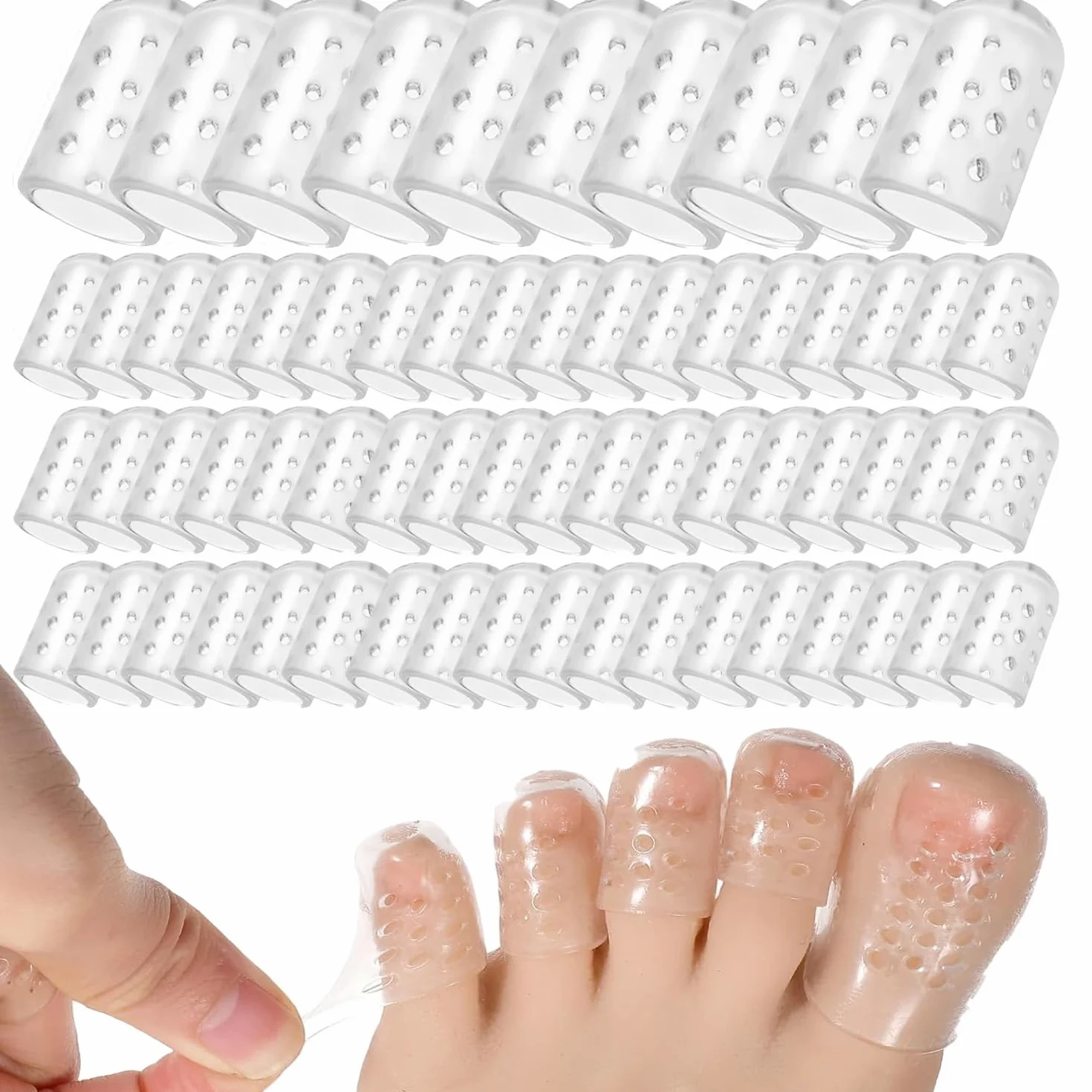 Protezione per le dita in silicone trasparente, morbido, anti-attrito, alta elasticità, 50 pezzi