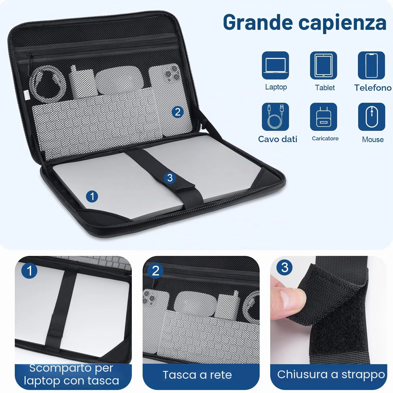 MOSISO 15-16 Pollici Custodia Rigida Laptop,15,6 Pollici Custodie Impermeabile Antiurto Borsa Computer Compatibile con MacBook HP Dell,Geometrico Artistico EVA Carry Caso con Maniglia, Nero