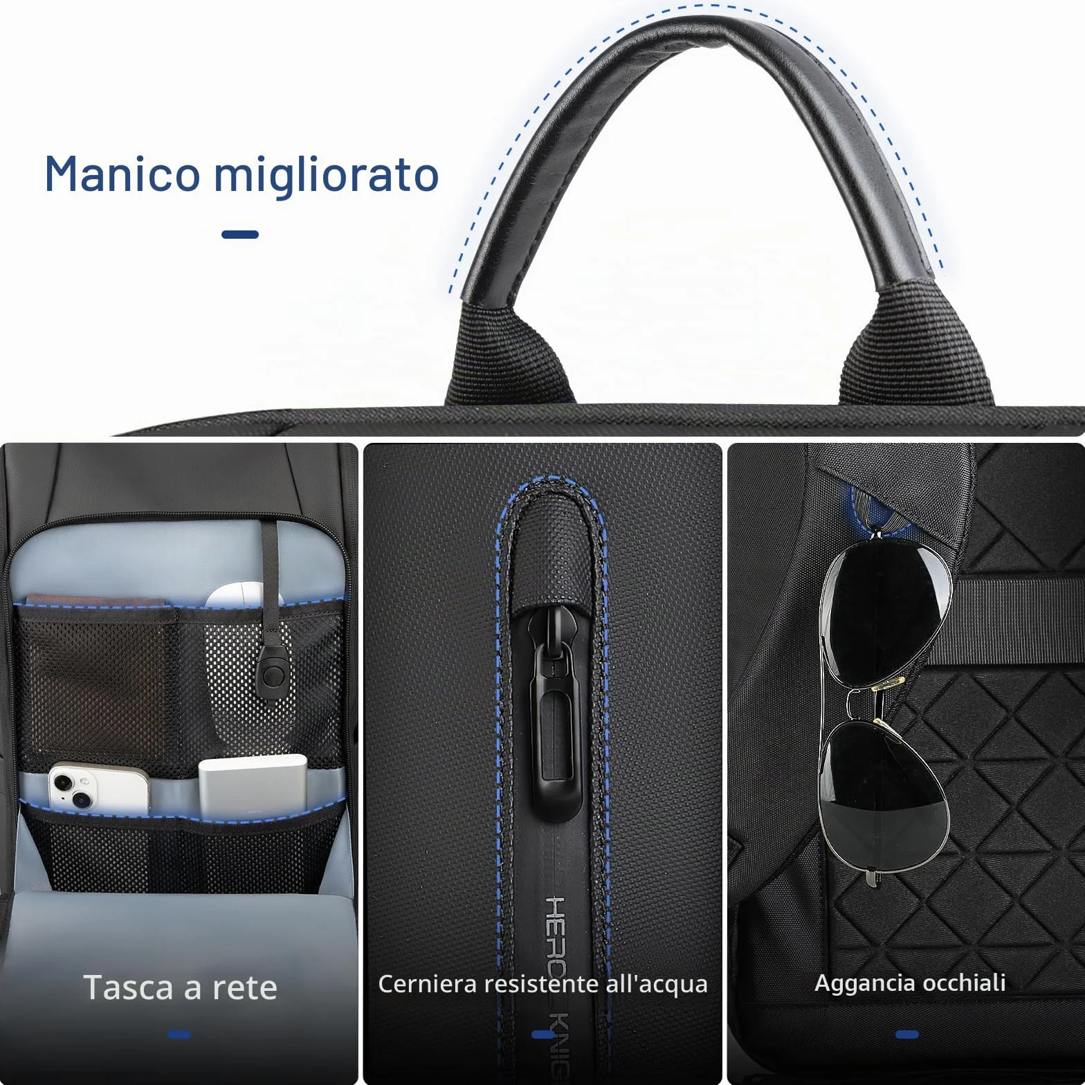 Zaino Uomo Elegante per Laptop da 16 pollici con Porta USB Bagaglio a Mano Zaino Porta pc Impermeabile Grande Capacità Antifurto per Business Lavoro Viaggi Università-Nero