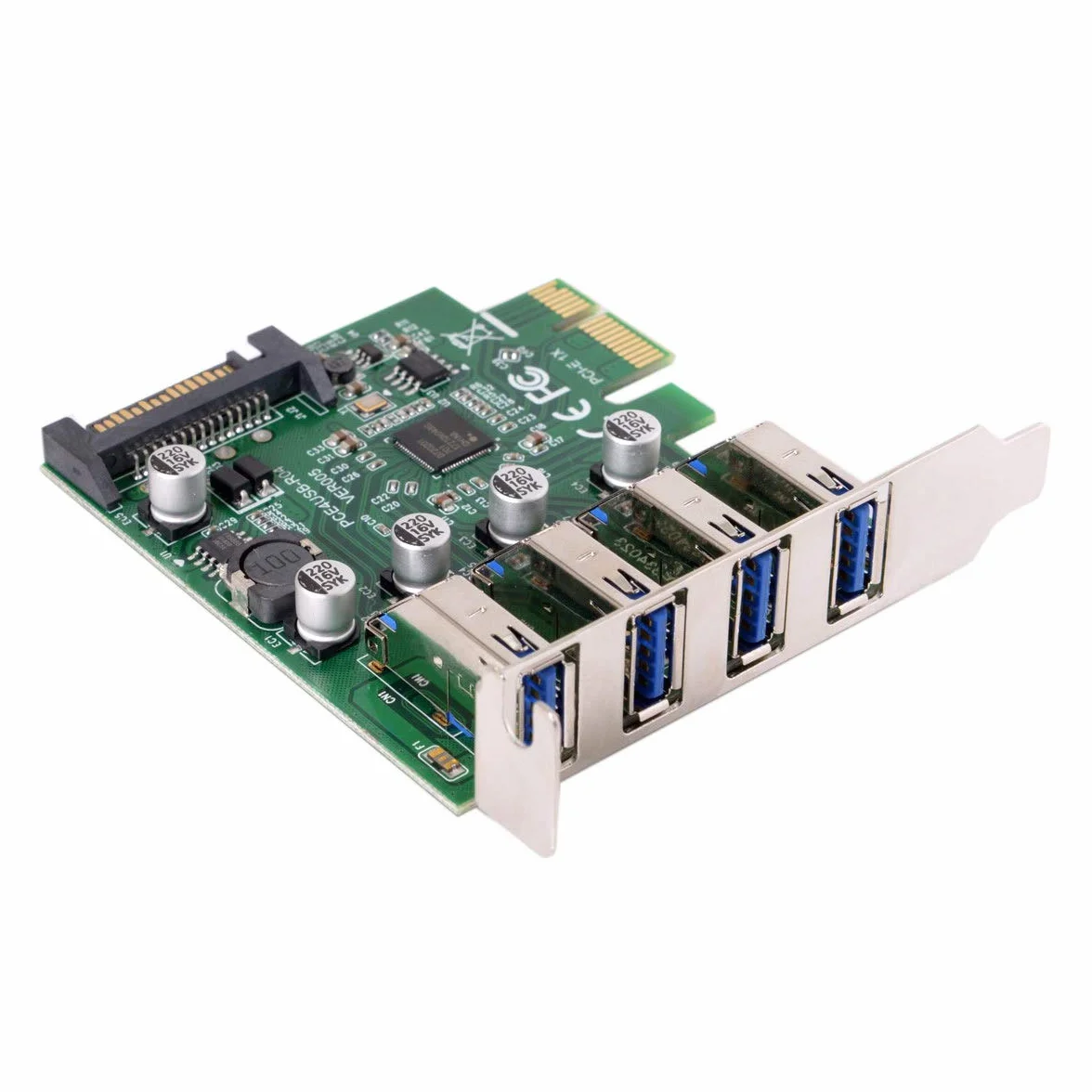 chenyang CY Low Profile 4 Ports PCI-E to USB 3.0 HUB PCI Express Expansion Card Adapter 5Gbps for Motherboard