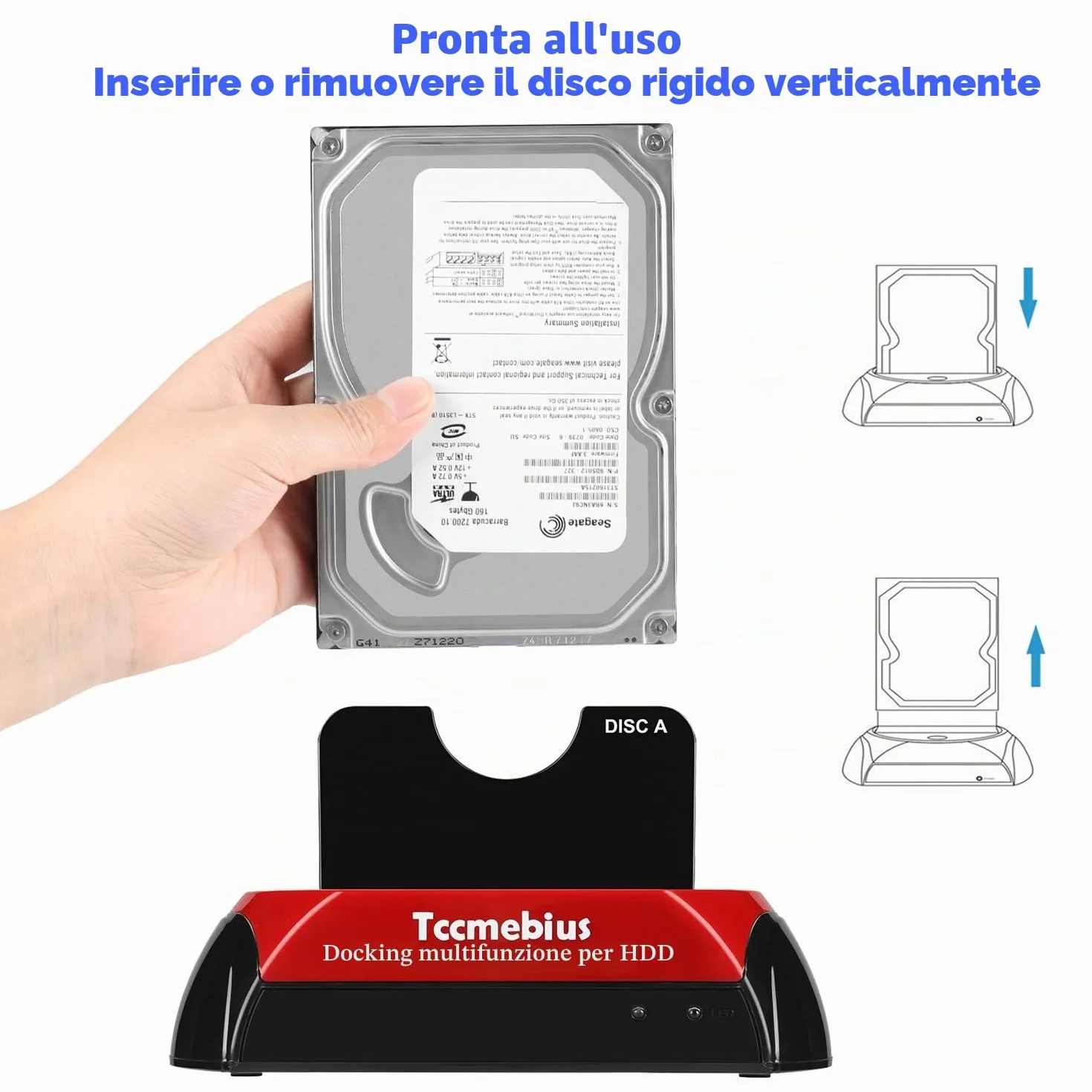 Docking Station USB 3.0 per Disco Rigido, TCC-S868-DE, IDE SATA, 2.5 3.5 Pollici, HDD SSD Esterno