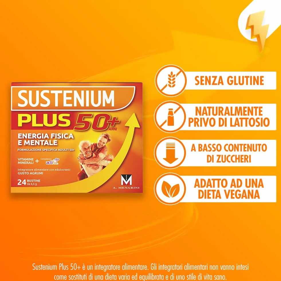 Sustenium Plus 50+ Integratore energizzante 24 bustine antiossidante ACTIFUL vitamine minerali