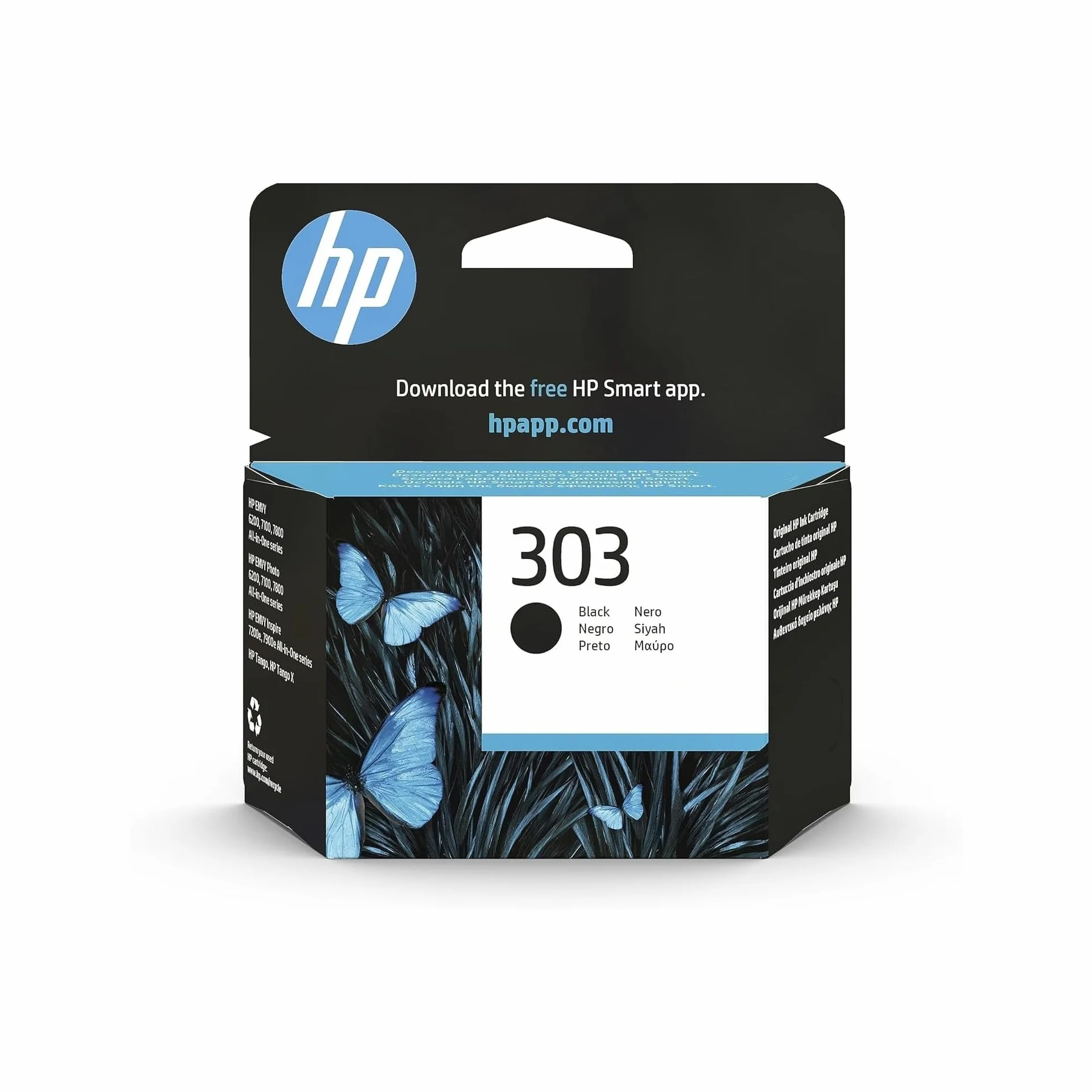 HP 303 Nero T6N02AE Cartuccia Originale Compatibile con Stampanti HP Tango, Envy 6220, 6230, 6232, 6234, 7130, 7134, 7830