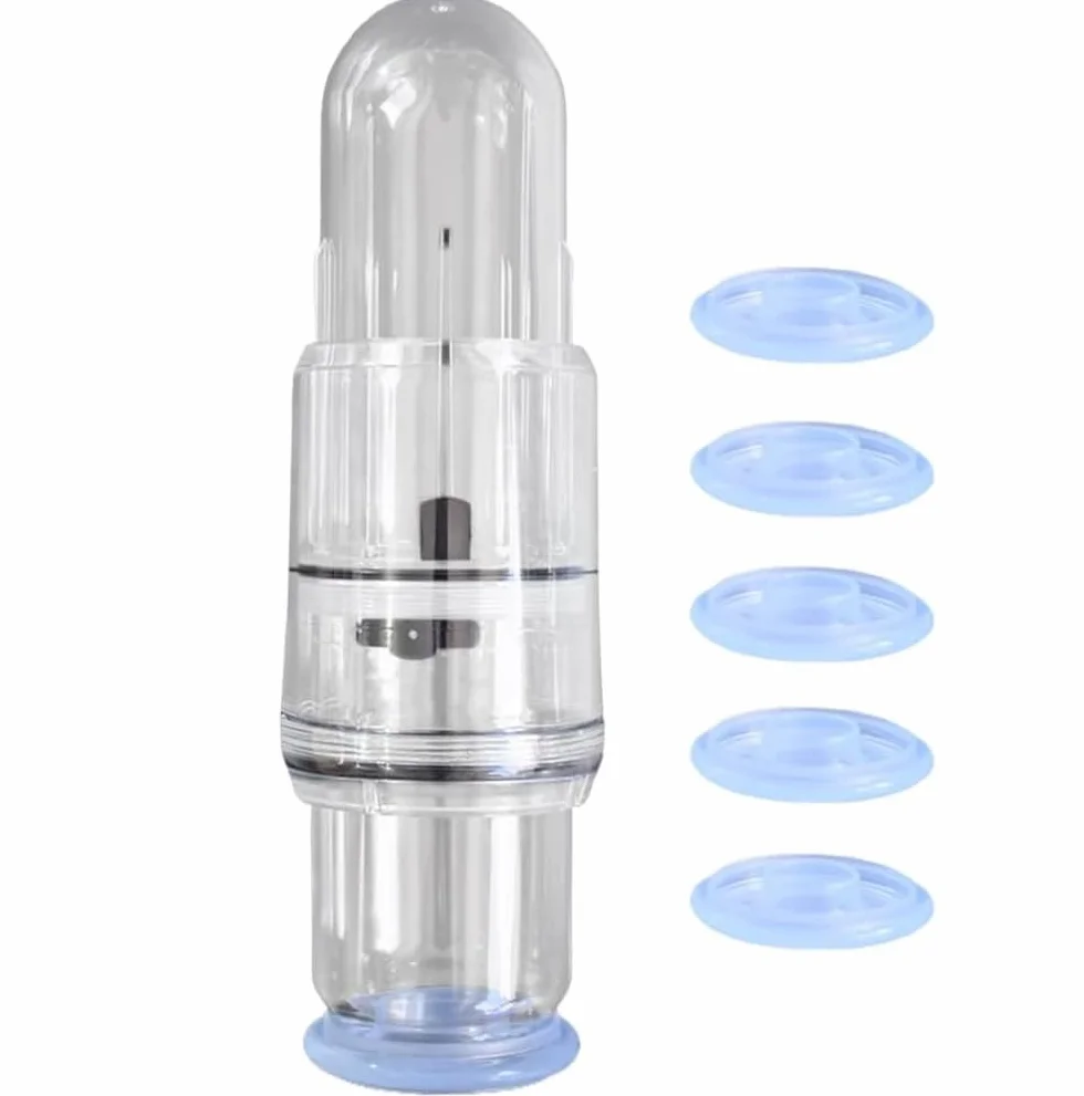 Pompa a Vuoto Manuale per Pene con 5 Anelli in Silicone per Allungamento