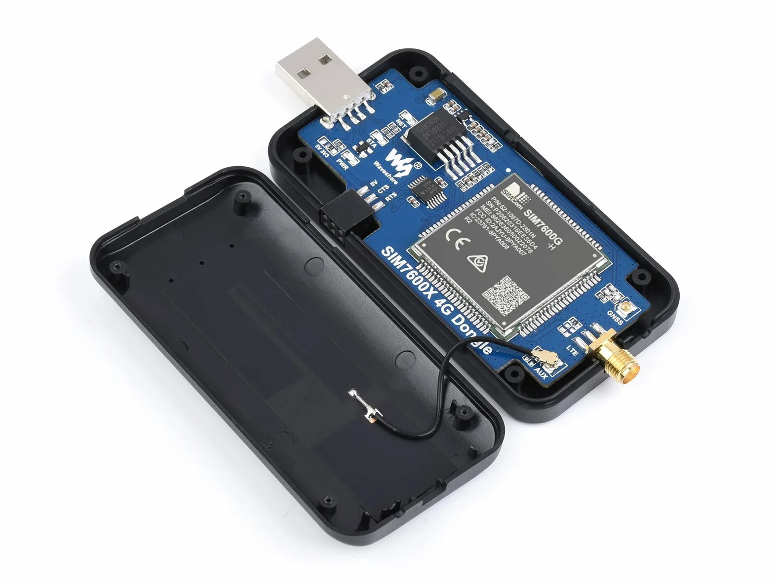 Waveshare SIM7600G-H 4G DONGLE, with Antenna, Compatible with Windows/Linux