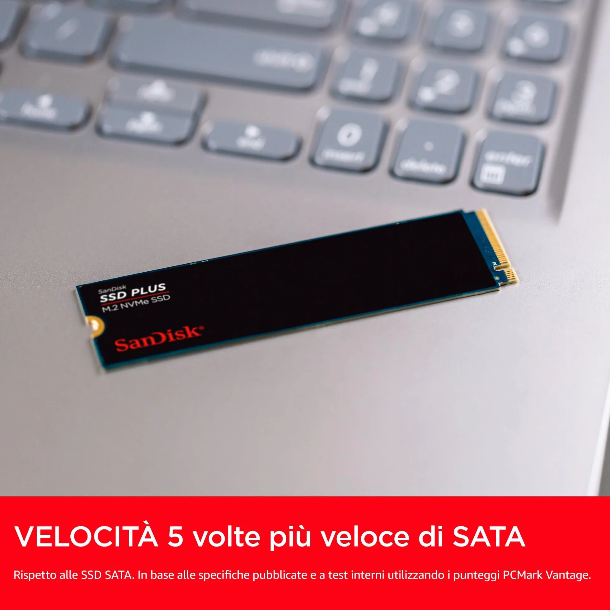 SanDisk SSD Plus 250GB, M.2 2280 PCIe Gen3 NVMe SSD, con velocità di lettura fino a 2400 MB/s