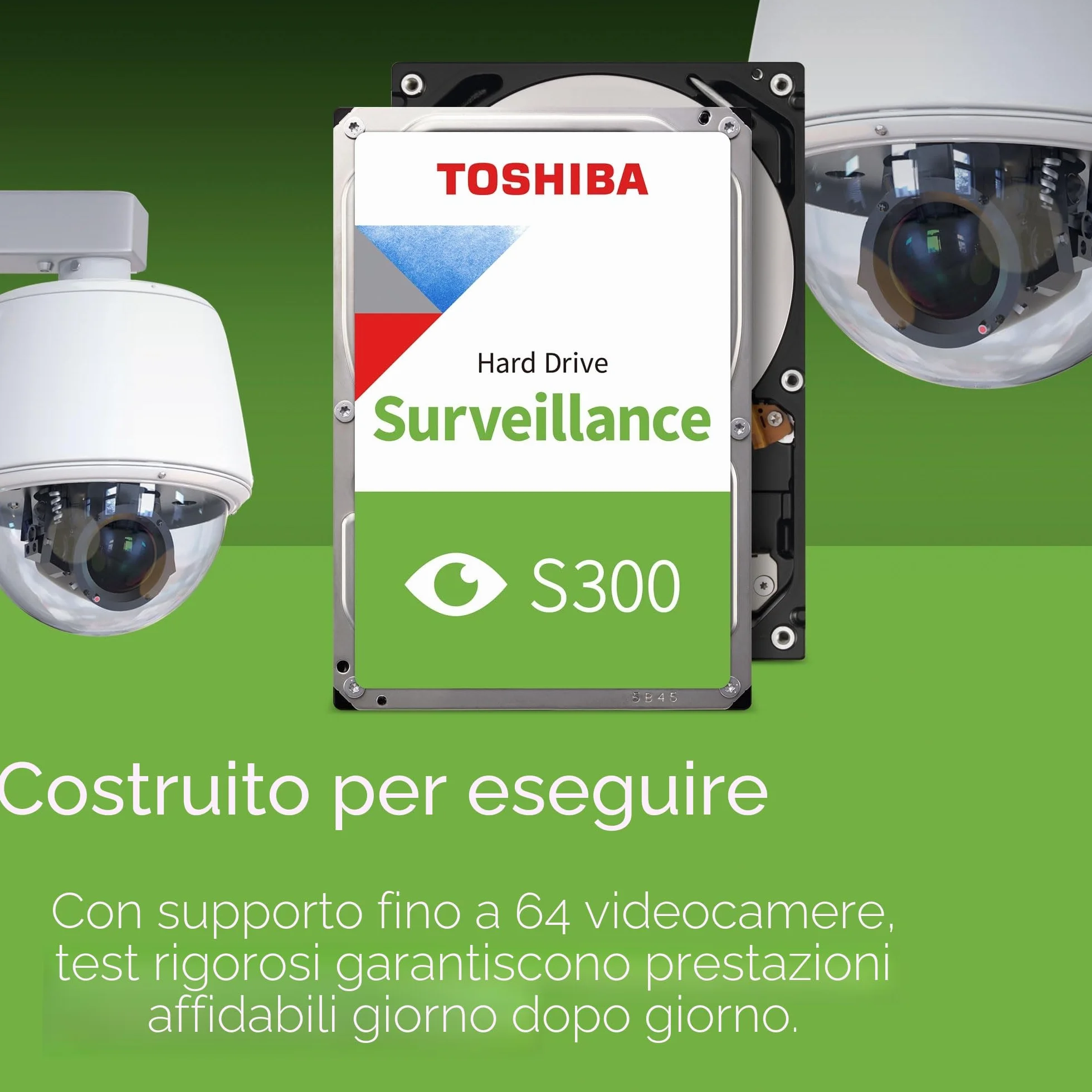 Toshiba 4TB S300 Surveillance HDD - 3.5' SATA Internal Hard Drive Supports up to 64 HD cameras at a 180TB/Year workload (HDWT720UZSVA)