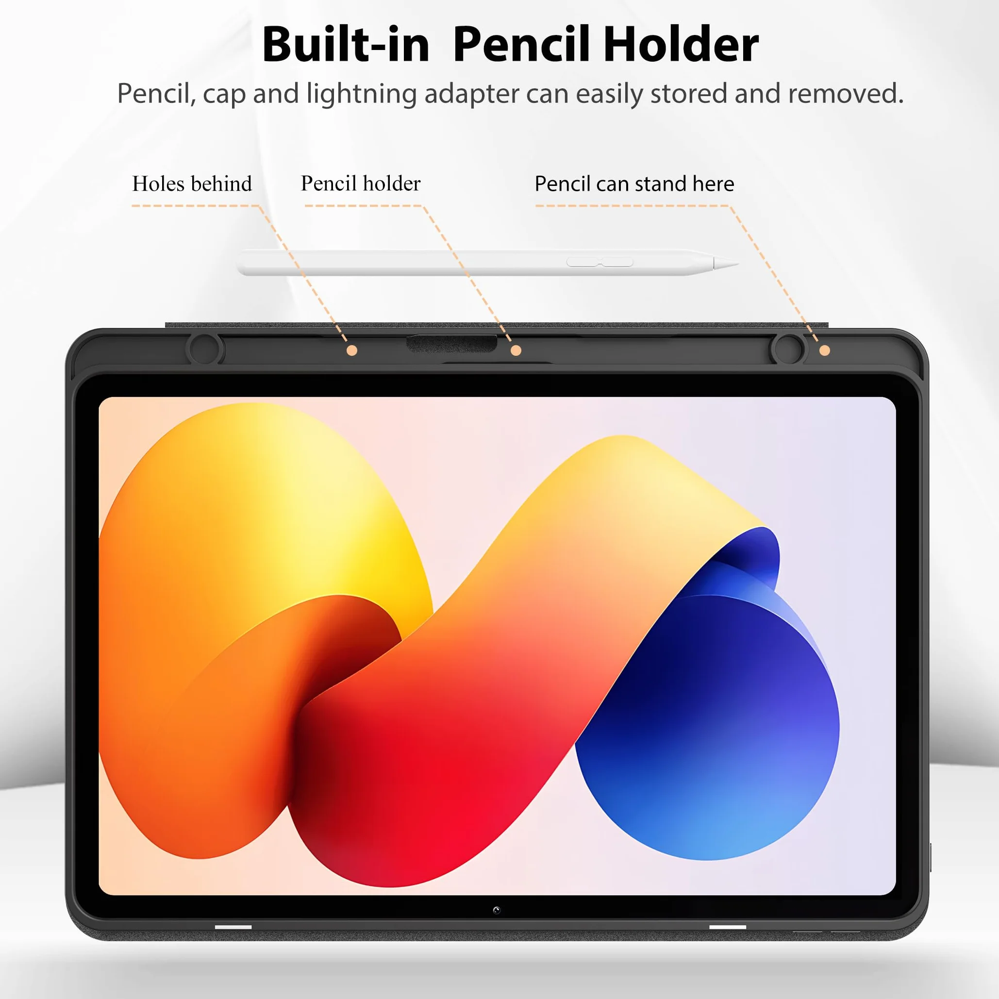 EasyAcc Custodia Cover per Xiaomi Redmi Pad 2 Pro 12.1 Pollici 2025, Portapenne, Ultra Sottile, Pelle PU, Nero