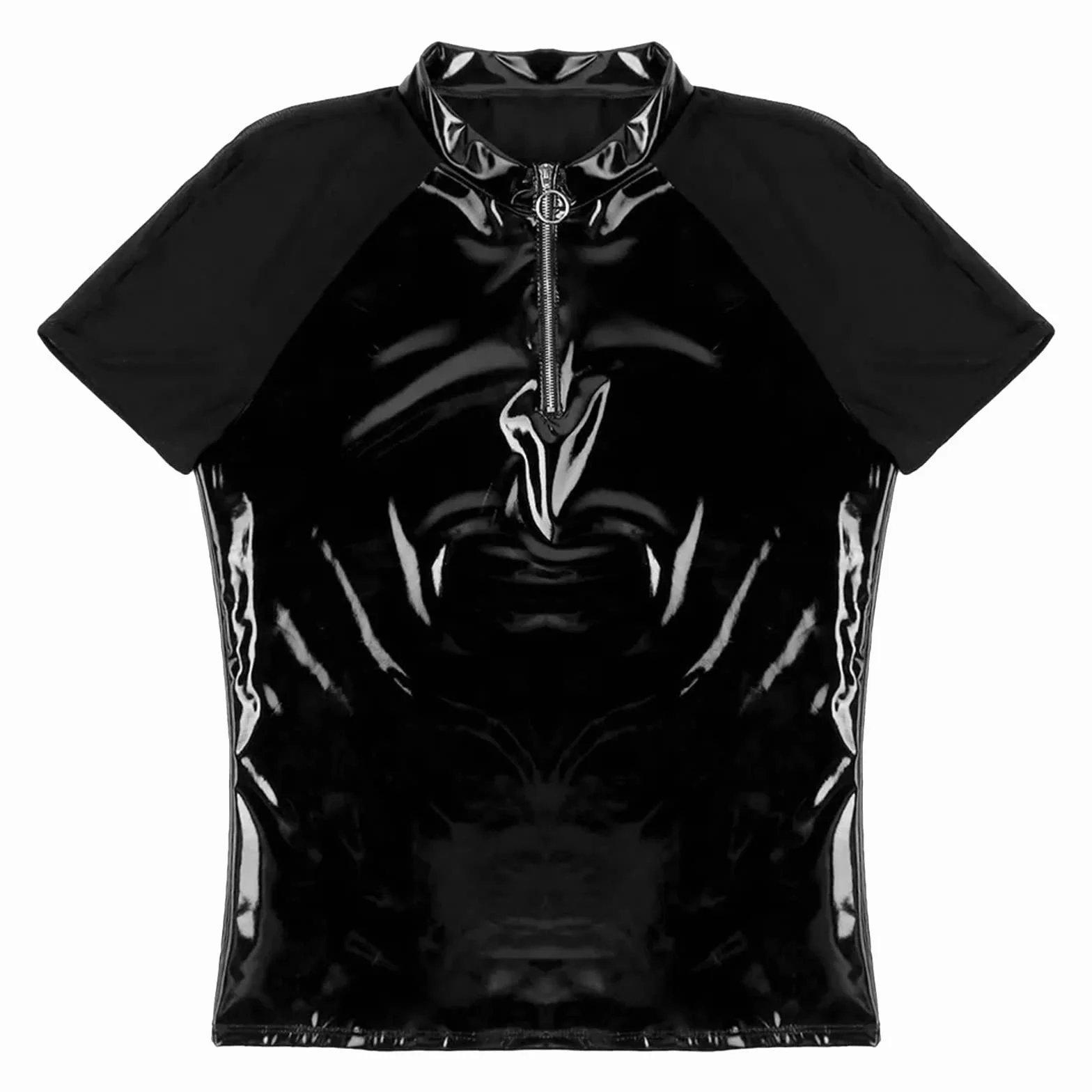 Kinky costume erotico da uomo look bagnato vernice e pelle top sexy
