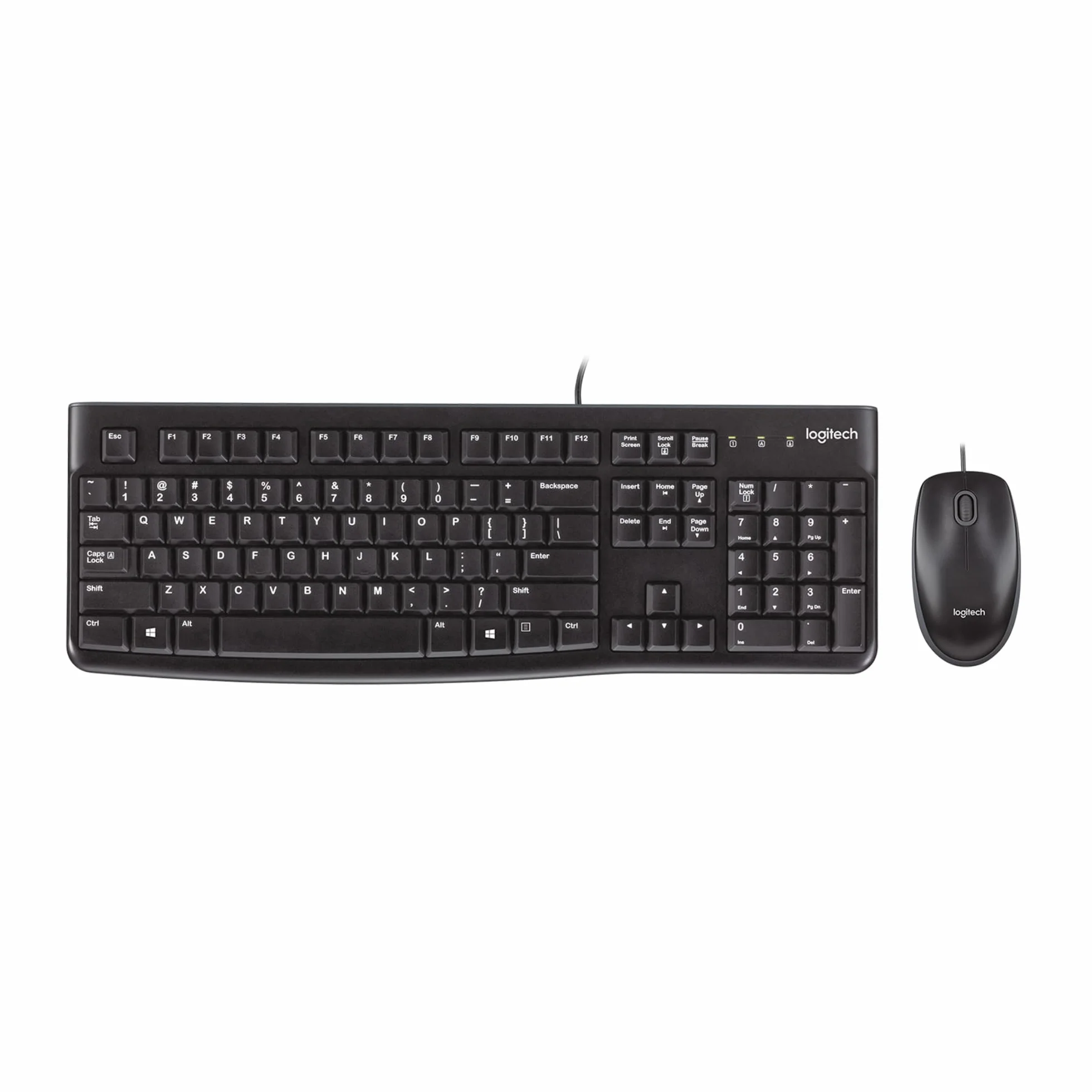 Logitech MK120 Combo Tastiera e Mouse con Filo per Windows, Layout Internazionale QWERTY - Nero