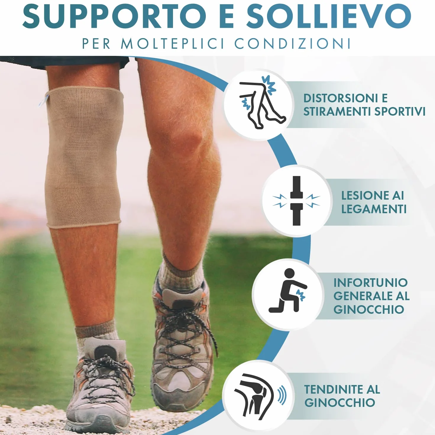 Actesso Ginocchiera Ortopedica Elasticizzata Supporto Ginocchio per Dolori Articolari