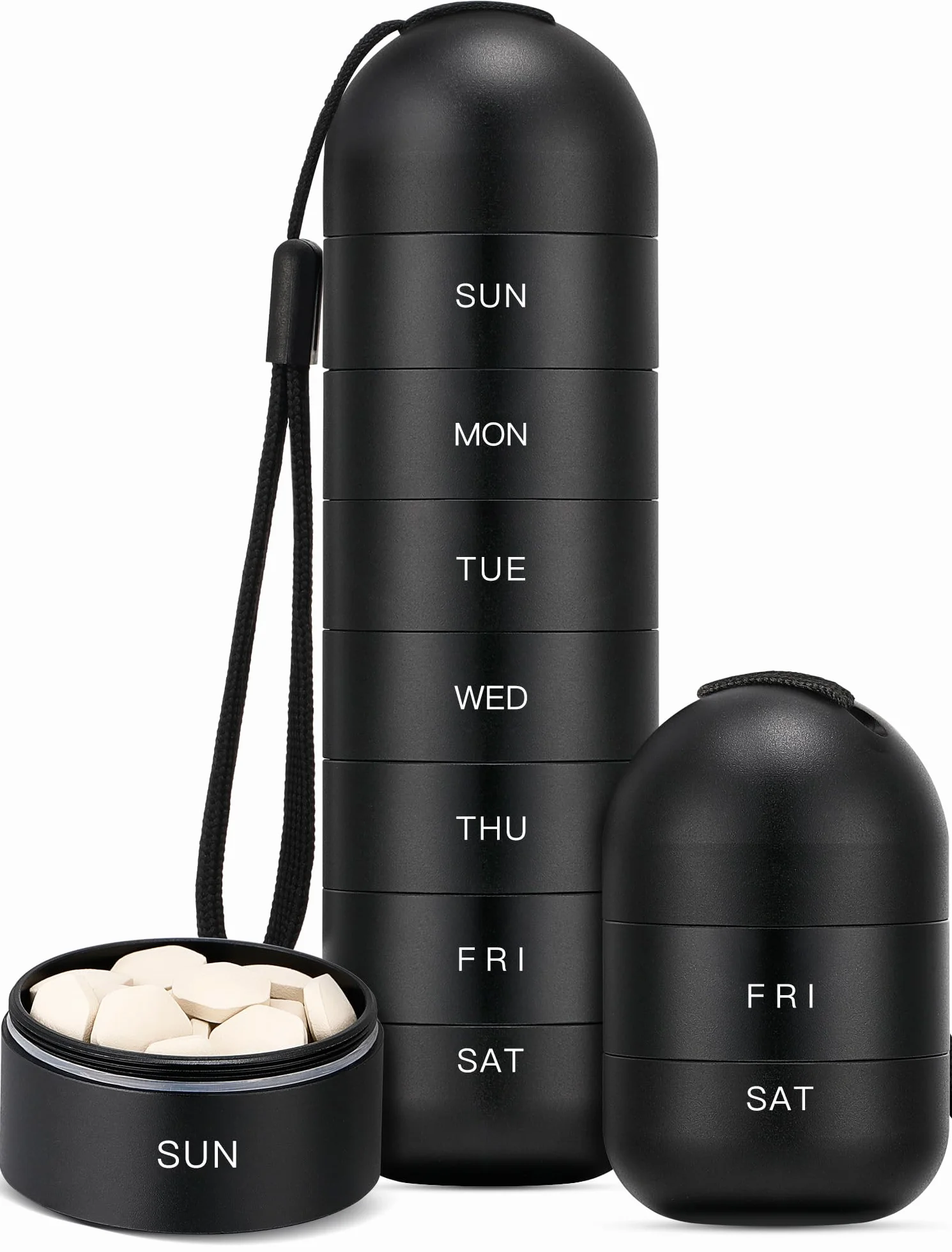 Portapillole da viaggio in metallo impermeabile settimanale grande senza BPA 7 giorni vitamine pillole integratore
