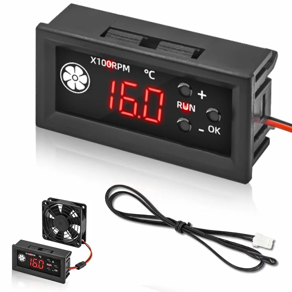 PWM Fan Speed Controller 12V DC Regolatore di Velocità Ventola Display Digitale Temperatura Sonda PWM 3A 25kHz