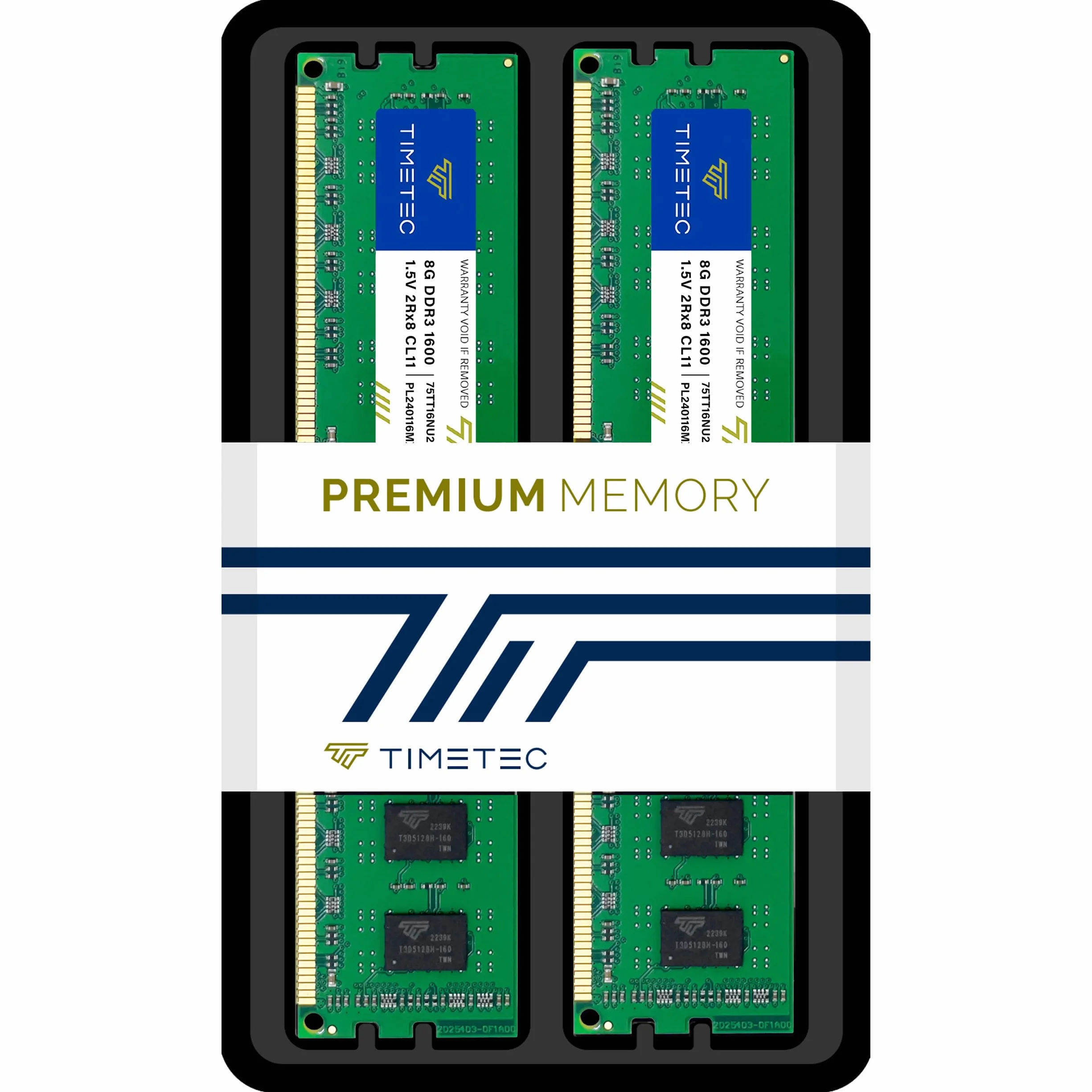 Timetec 16GB KIT(2x8GB) DDR3 1600 MHz (DDR3-1600) PC3-12800 Non-ECC Unbuffered 1,5 V CL11 2Rx8 Dual Rank 240 Pin UDIMM Memoria per computer desktop PC RAM