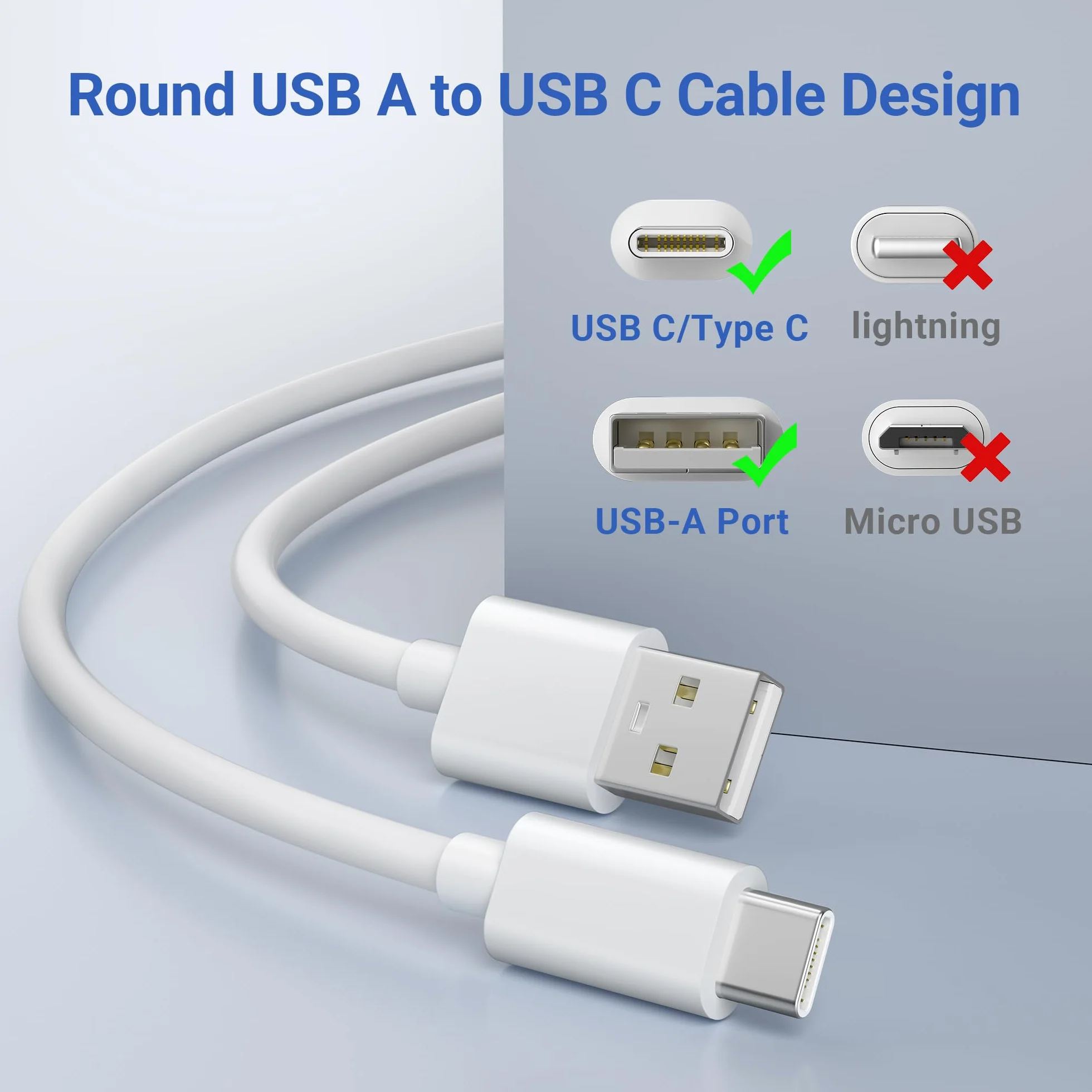 BASESAILOR Cavo di Ricarica USB A a USB C 6M/2P,Cavi di Prolunga Alimentazione da Tipo A Compatibile per Xiaomi Smart Camera C400,Eufy SoloCam C210/S340/S220,Indoor Cam S350/C220,TP-Link Tapo 2k C120