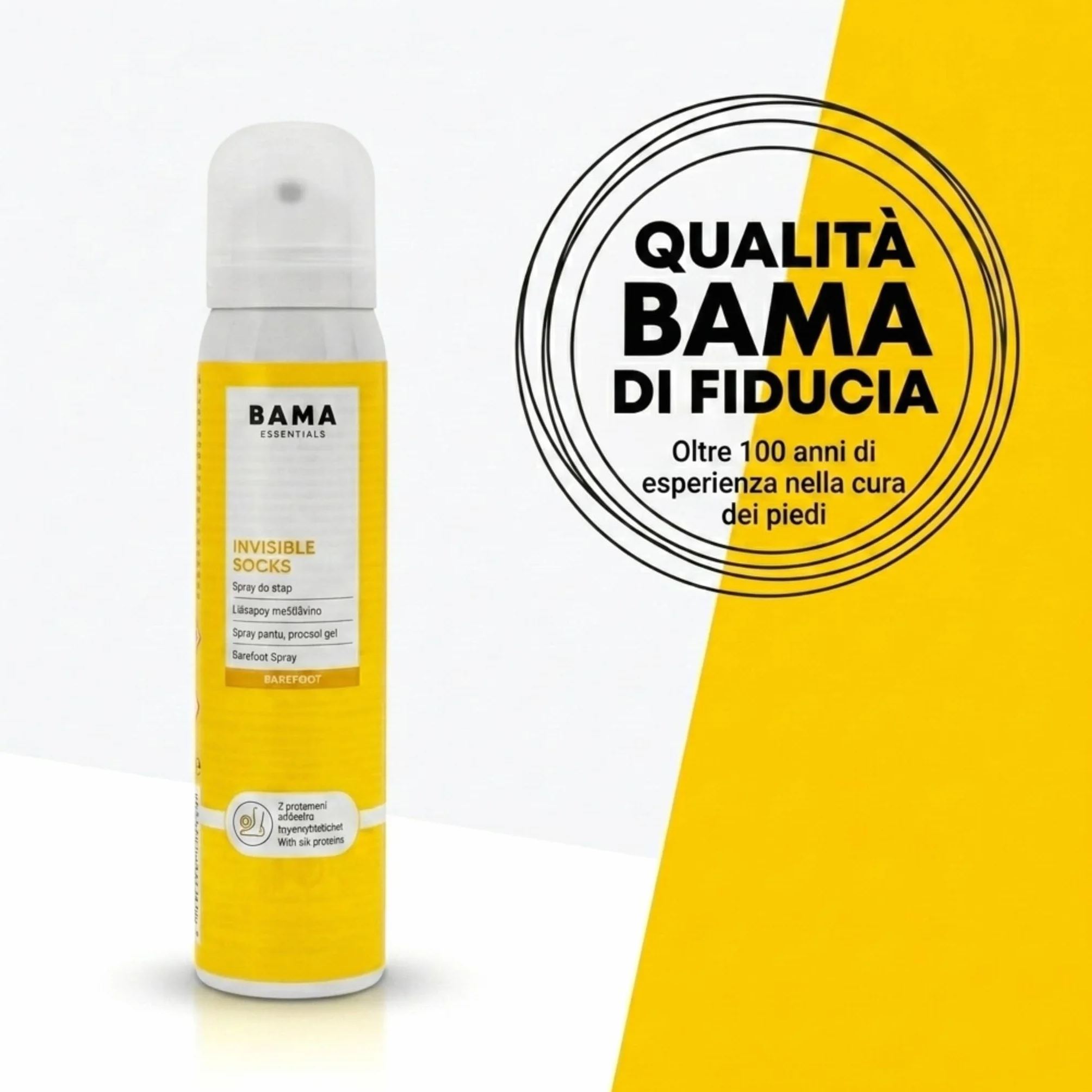 Bama Calze Invisibili Spray Barefoot Anti-Attrito Piedi Proteine Seta 100 ml