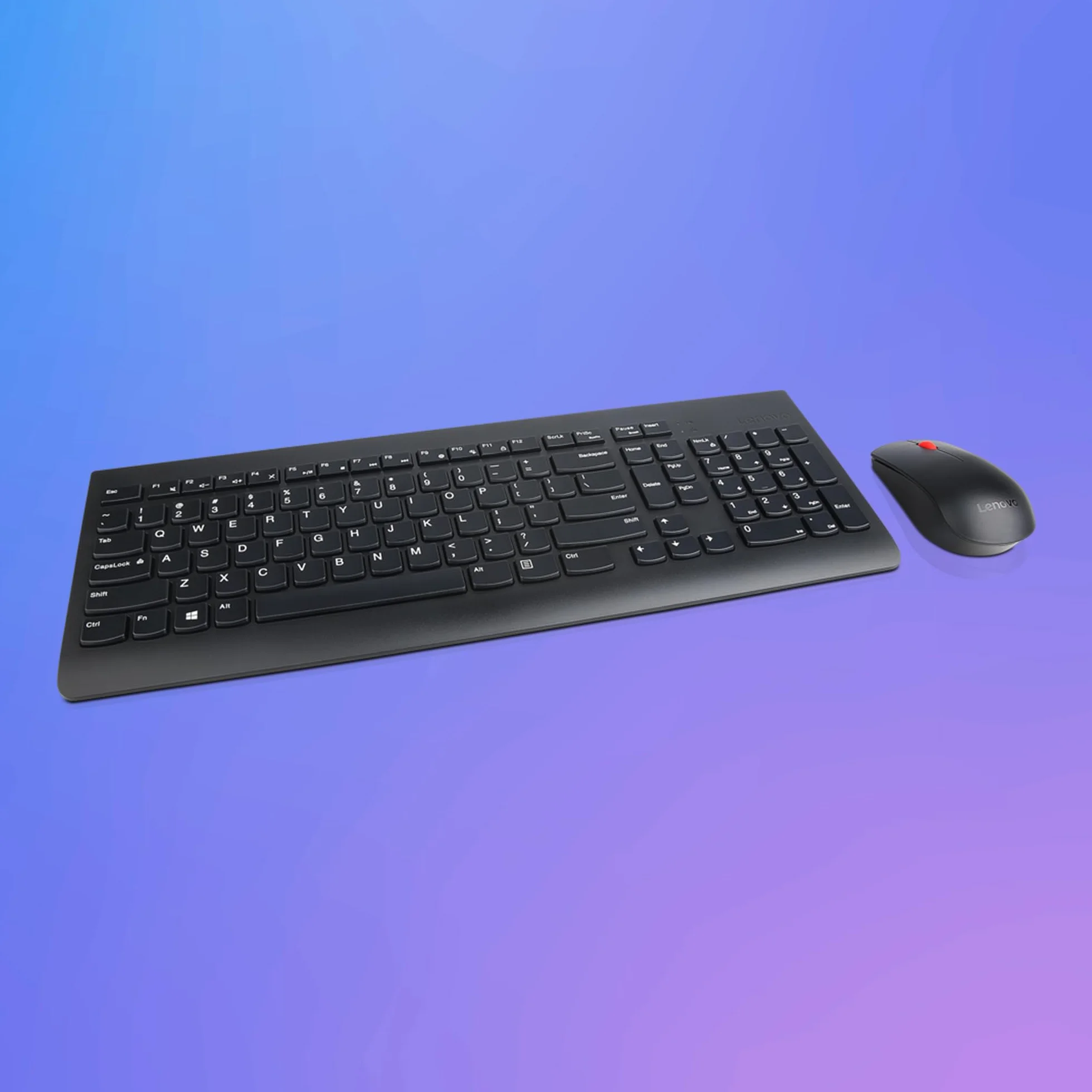 Lenovo Combo Tastiera + Mouse Wireless Essential Gen 2 – Connessione 2.4GHz, Layout Silenzioso, Tasto Copilot, Mouse Ambidestro 1600 DPI, 65% Plastica Riciclata – Nero
