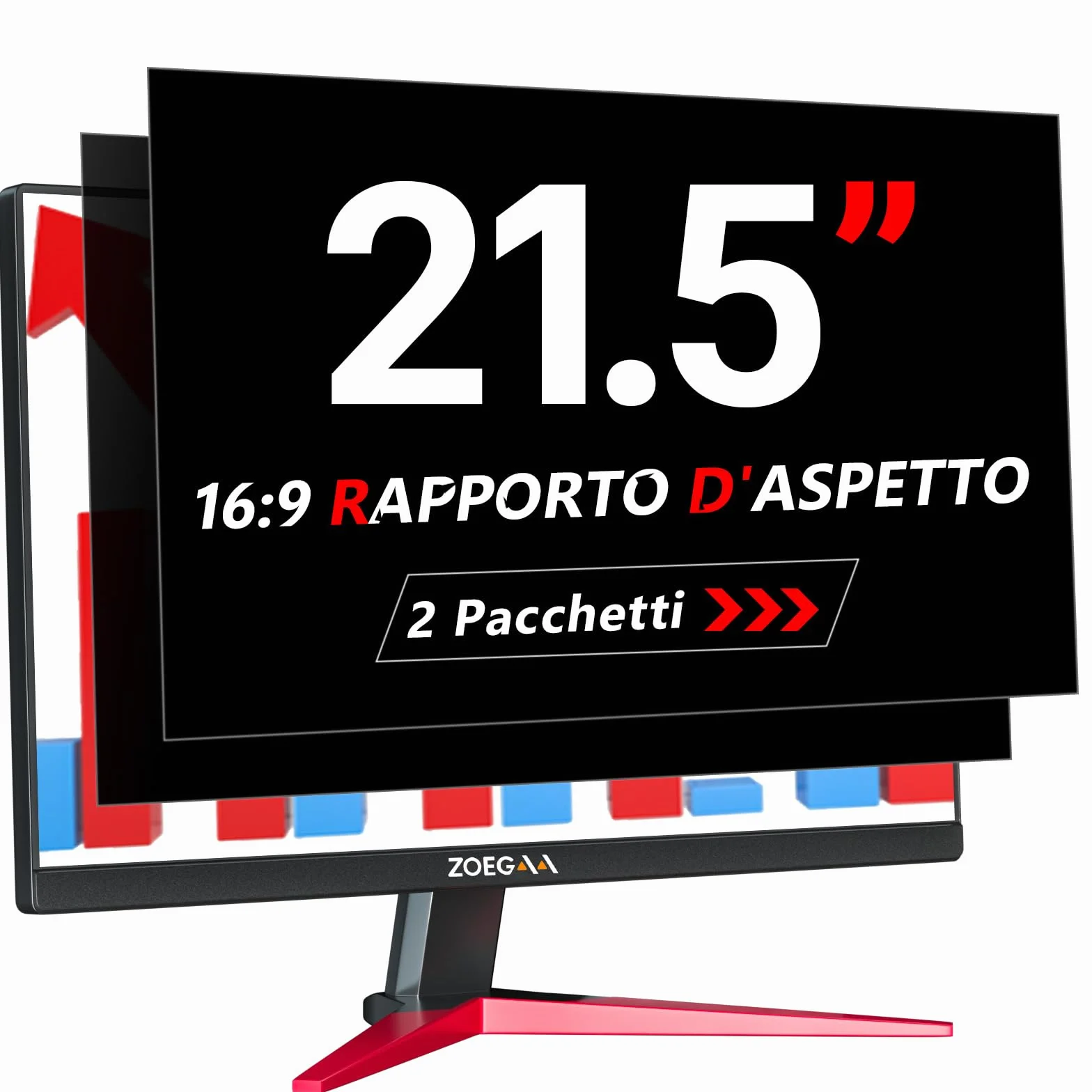 ZOEGAA Confezione da 2 Pellicole Privacy Monitor 21.5 Pollici per Computer 16:9 - Filtro Privacy Antiriflesso con Protezione Luce Blu per PC, Rimovibile a Doppia Faccia, Protezione Dati a 180°