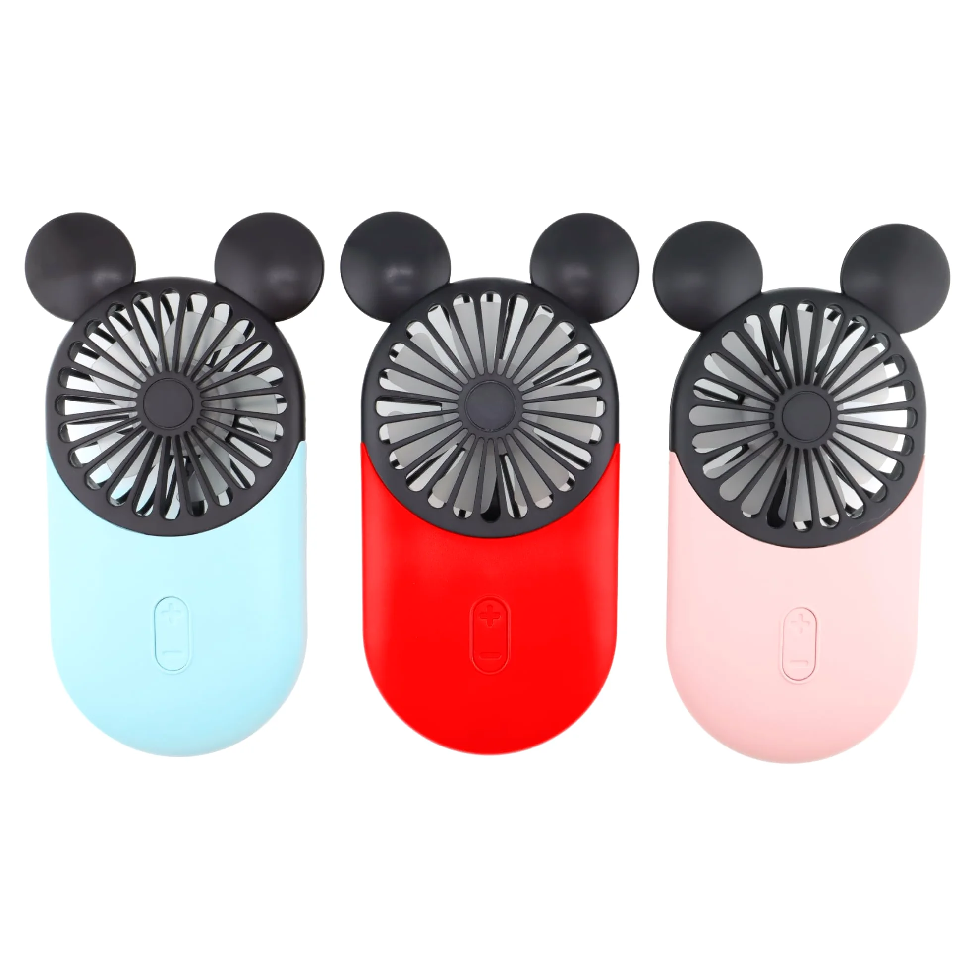Mini ventilatore a forma di topo, palmare/collo personale (rosso, blu, rosa) | Ventilatore USB portatile a 3 velocità per viaggio/concerti/crociera/parchi a tema/eventi sportivi/regali