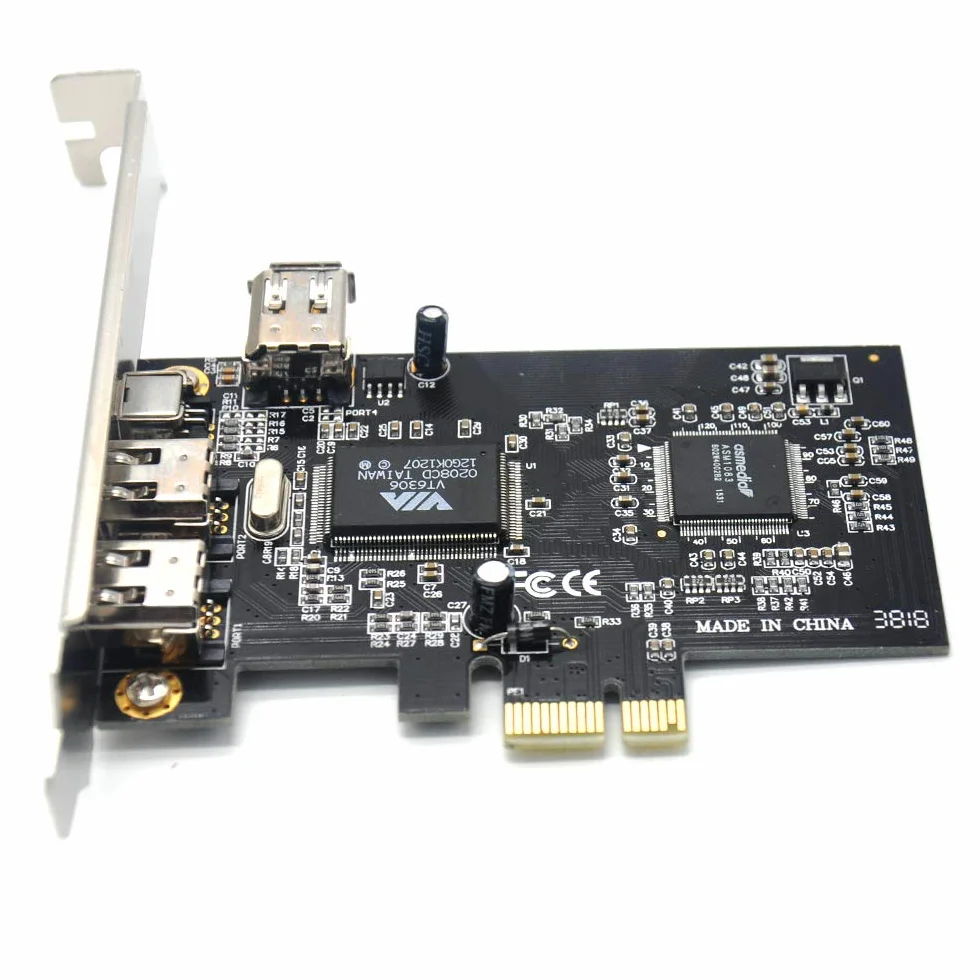 PCIe 3 porte 1394A Firewire Scheda di espansione PCI Express (1x) su adattatore esterno IEEE 1394 (2 x 6 pin + 1 x 4 pin) con supporto a basso profilo per PC desktop e connettore DV