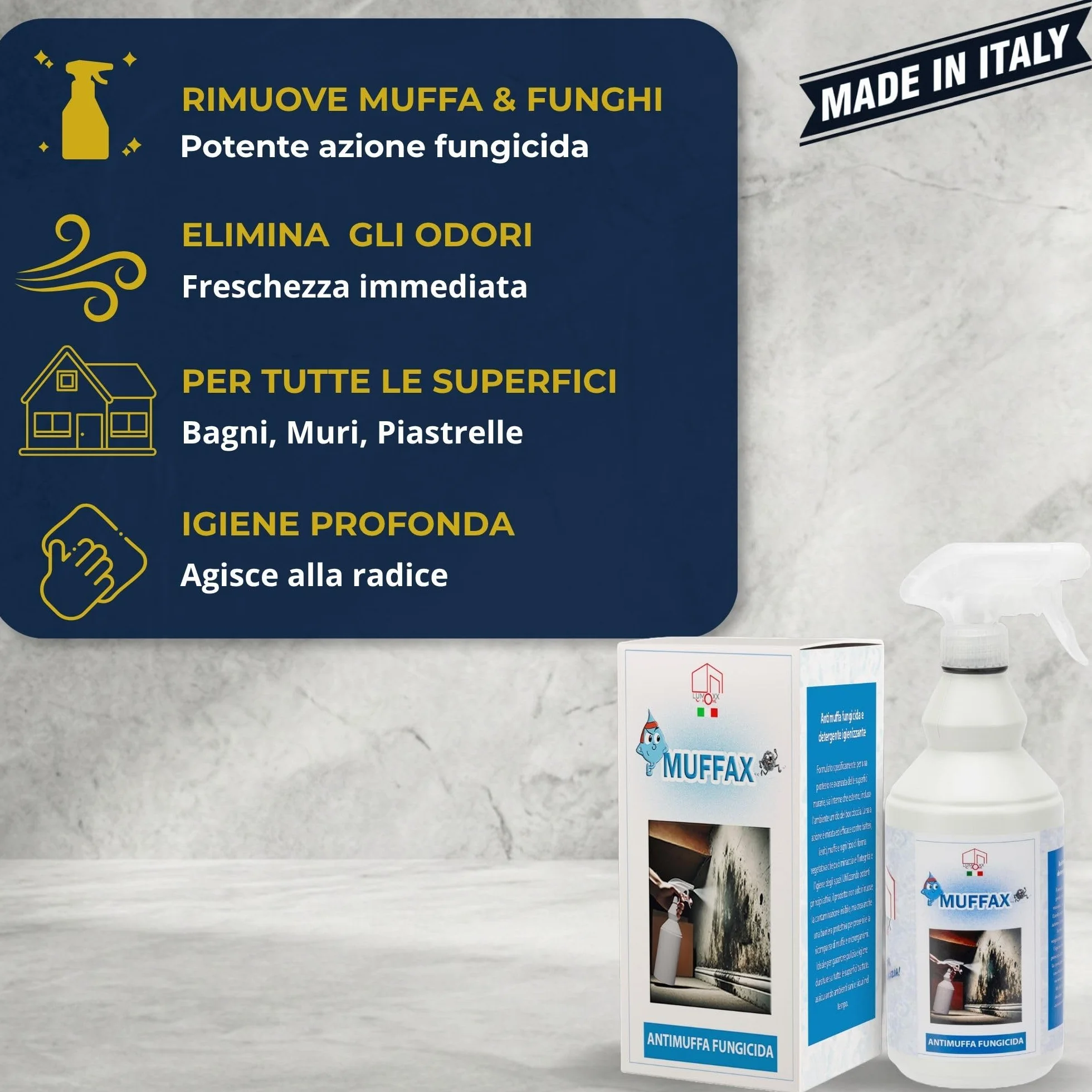 LUMOXX Antimuffa Spray 750 ml - Disinfettante per Muri Interni ed Esterni