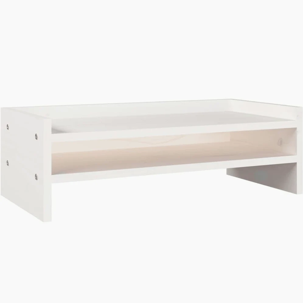 Supporto per monitor 50 x 24 x 16 cm in legno di pino solido bianco 02_0004422