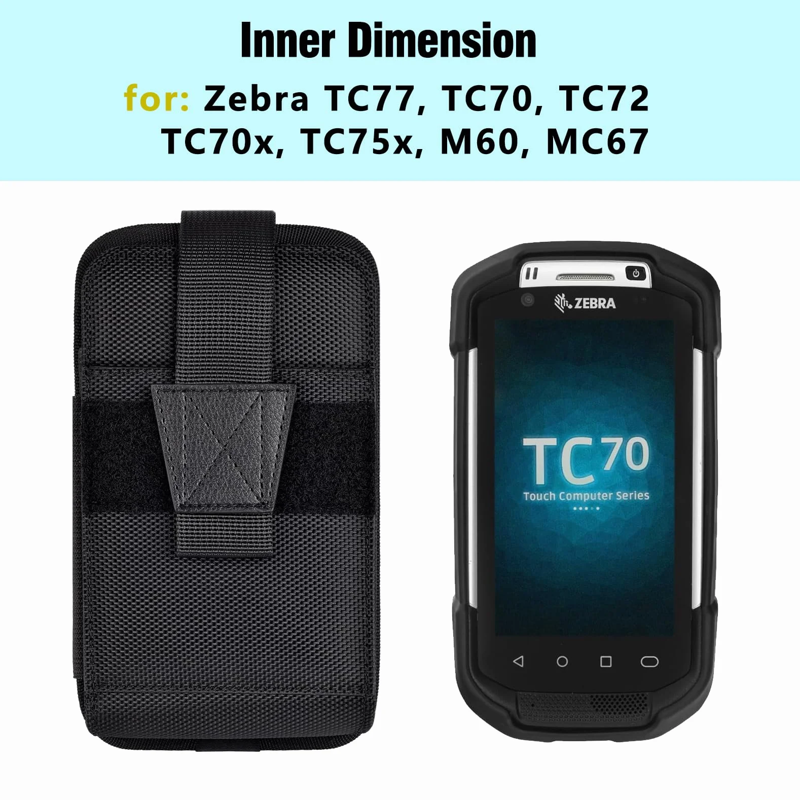 Fondina per scanner Zebra TC75x TC75 TC70x TC70 TC72 TC77 palmare con clip da cintura