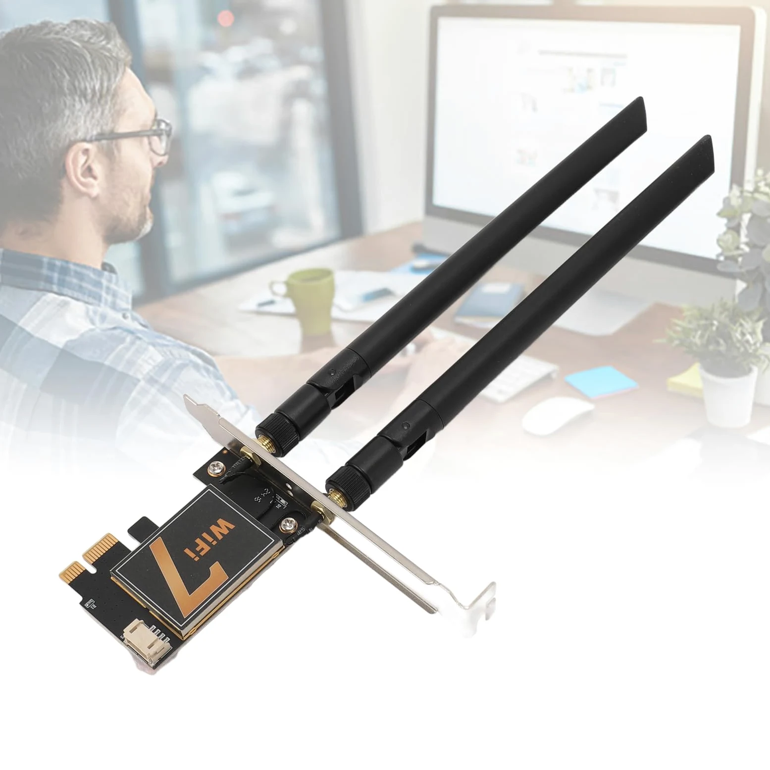 Scheda WiFi PCI Ex1 Adattatore Scheda di Rete Wireless Crittografia WPA4 BE200NGW Segnale Stabile con Antenna 8DB per PC Desktop