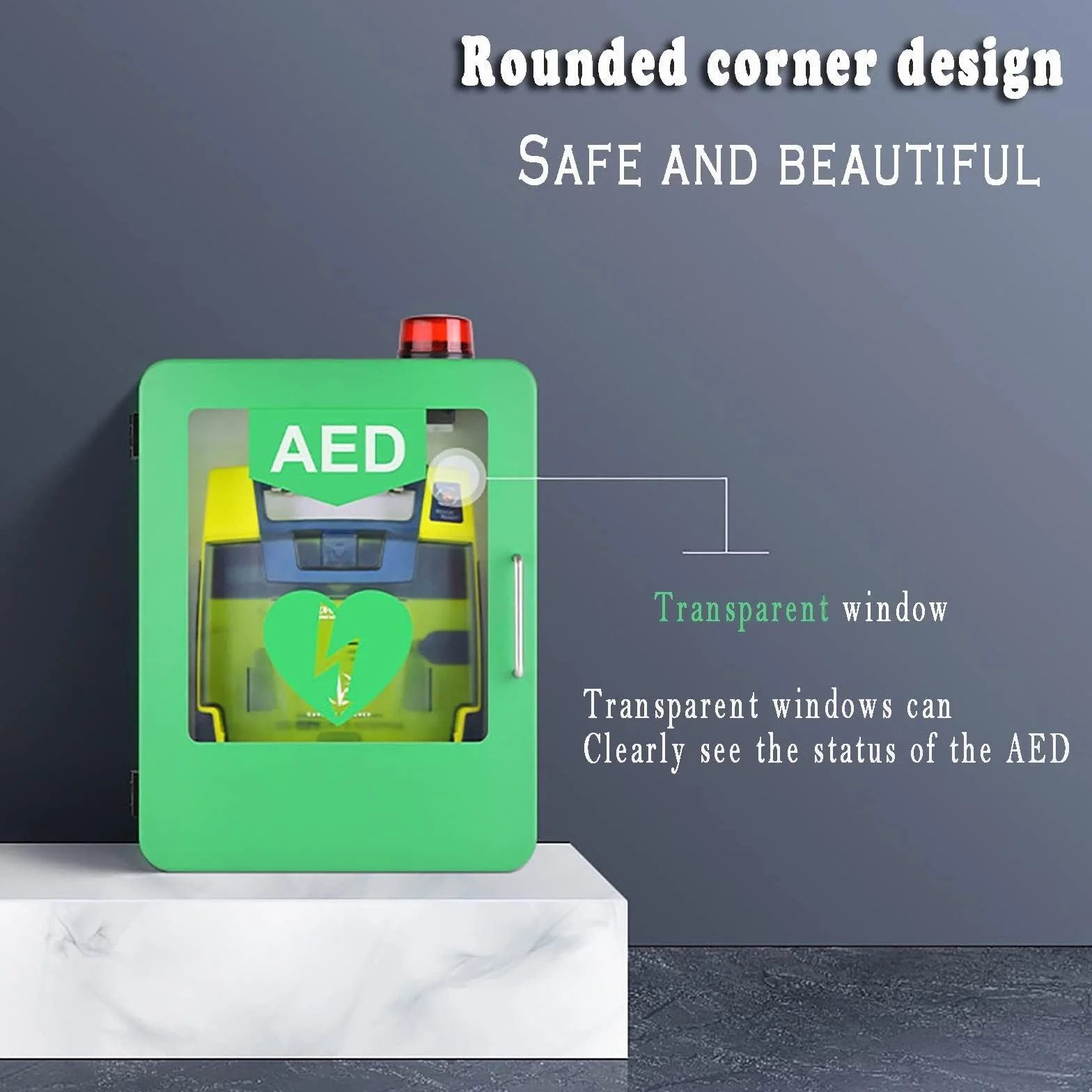 Armadietto Di Stoccaggio per Defibrillatore DAE Montato a Parete, Plastica con Allarme