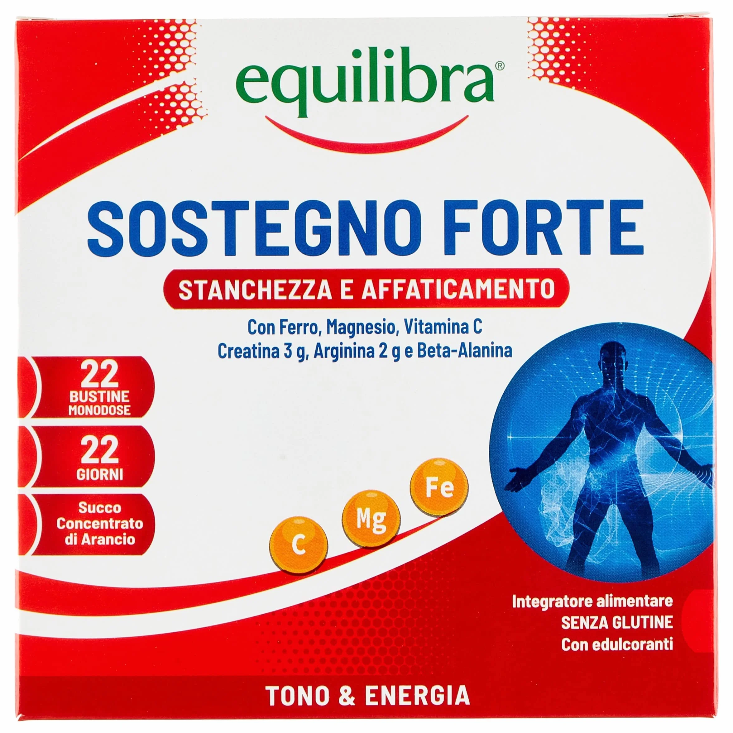 Equilibra Integratore Alimentare con Creatina, Arginina, Vitamine C, B1, 22 Bustine Monodose