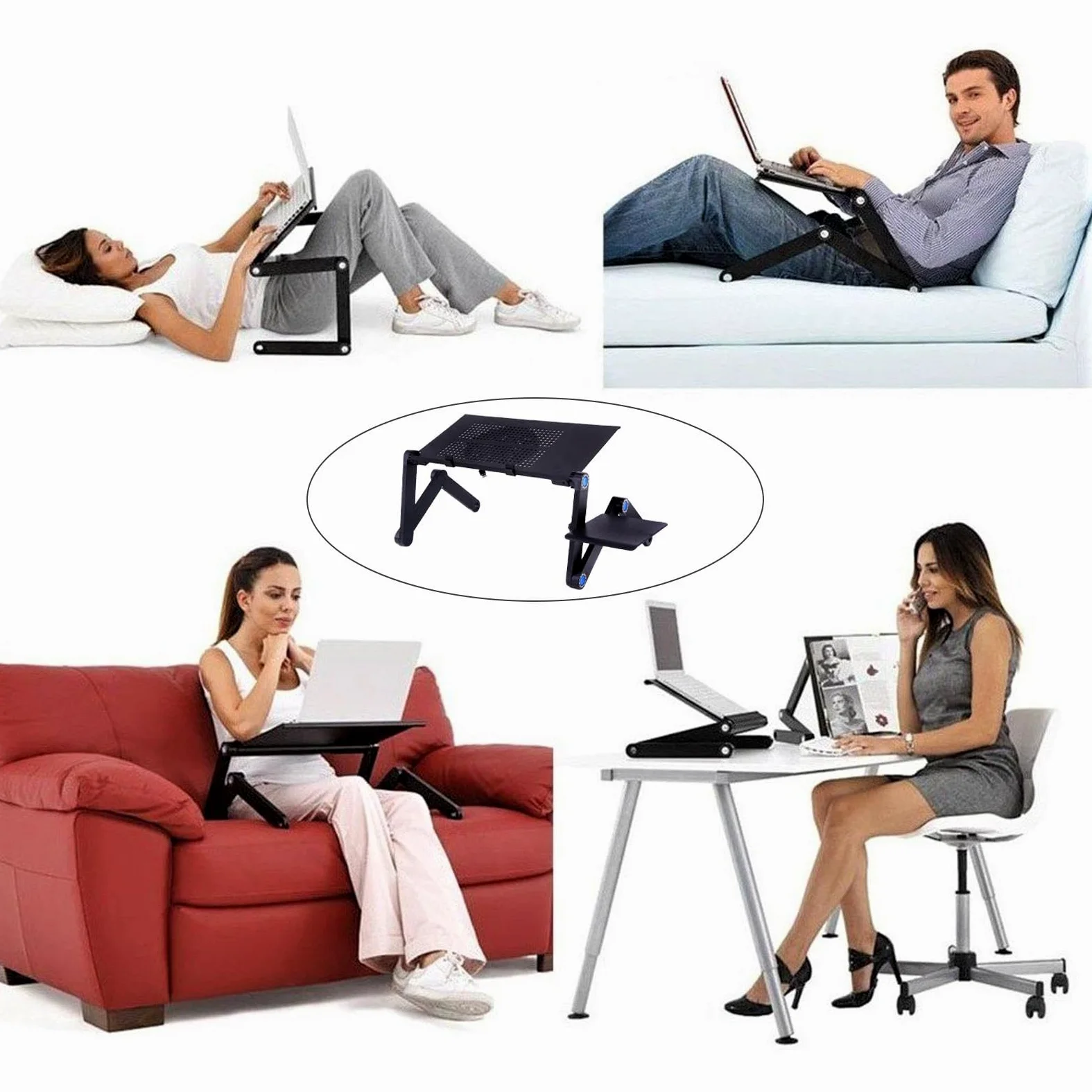 Scrivania da letto per laptop e scrittura, supporto per laptop per letto - Scrivania pieghevole per laptop | Supporto per laptop con tappetino per mouse e clip antiscivolo per disegnare,