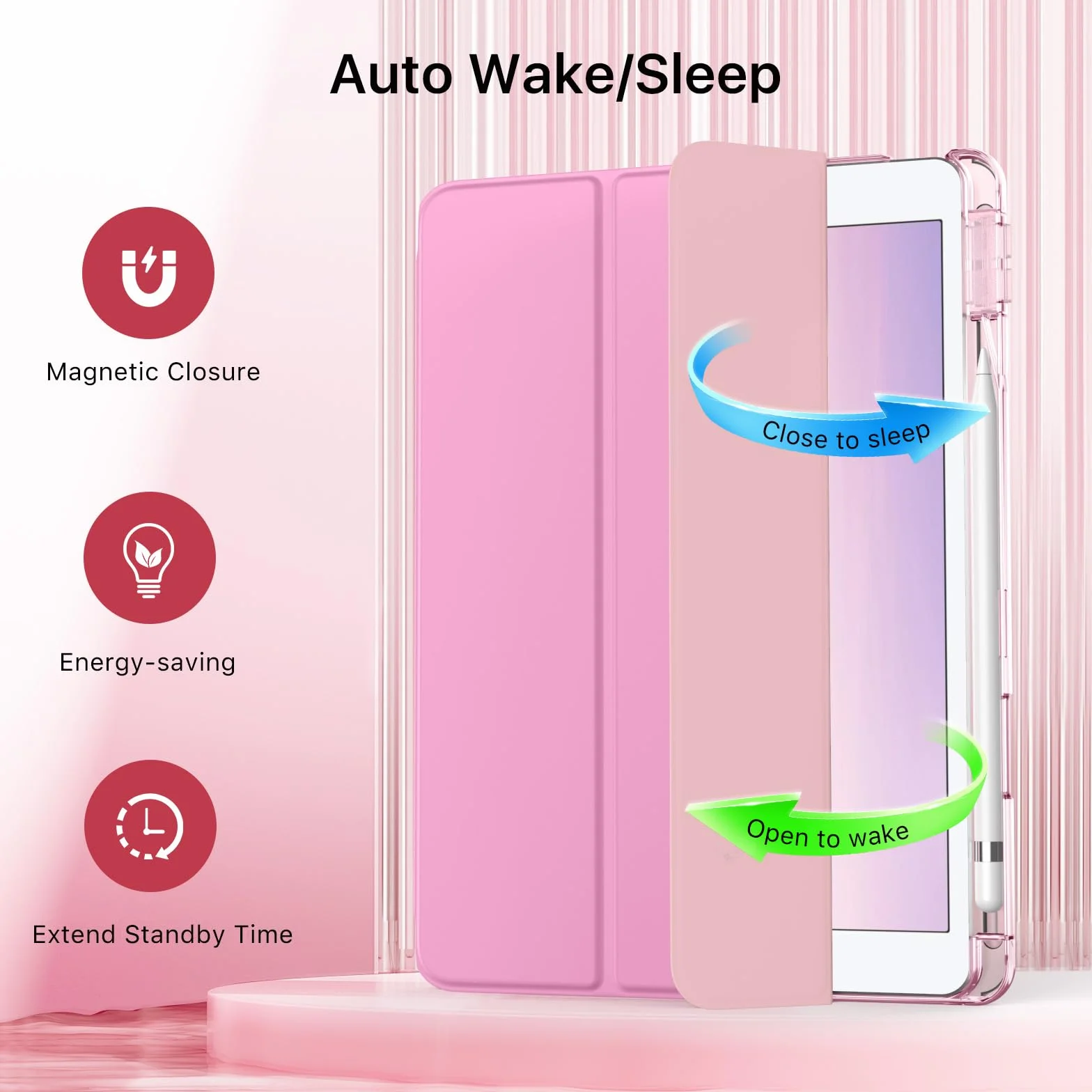 MoKo Cover per iPad 9a/8a/7a Generazione 10,2 Pollici 2021/2020/2019 Custodia Trifold Sottile Rosa