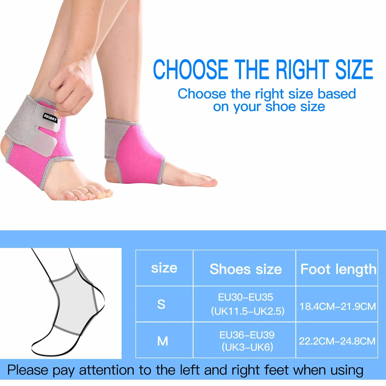 EULANT Supporto per Caviglia Bambini, 1 Paio Compressione Cavigliera Sportiva Corsa Ciclismo