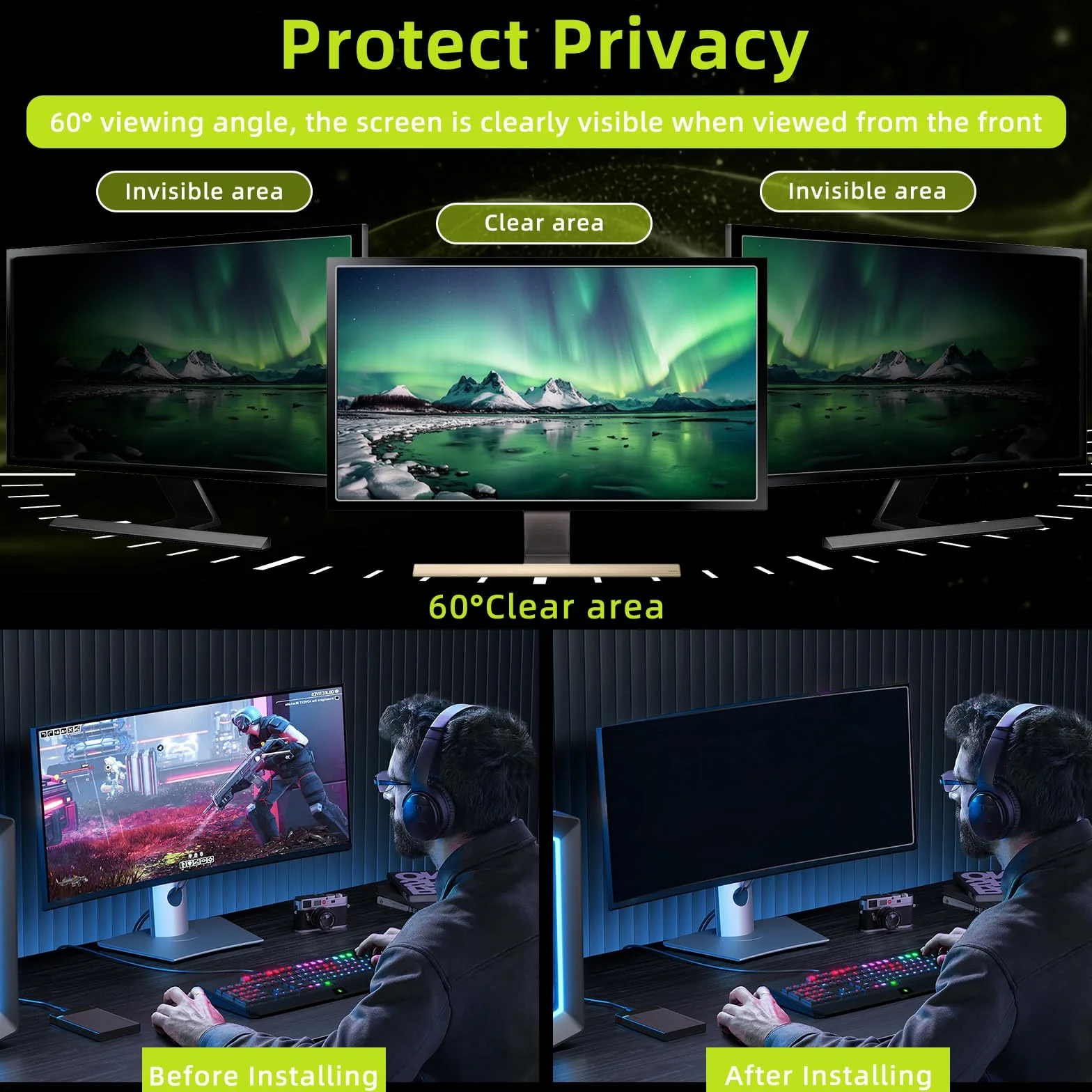 Filtro Schermo Privacy per 19 Pollici 5:4, Anti Luce Blu, AntiGraffio, Antiriflesso, Rimovibile, Anti UV, Pellicola Protettiva Compatibile con 19" (377x302mm)