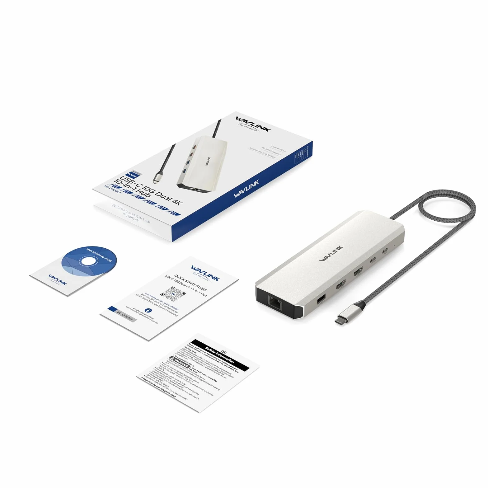 WAVLINK Docking station per laptop, Hub USB C 10G con doppio HDMI, PD in 100W, USB-A/C 3.2 10Gbps, USB-A 5Gbps, USB2.0, Gigabit Ethernet per Dell/HP/Lenovo ecc, solo computer Windows Systerm