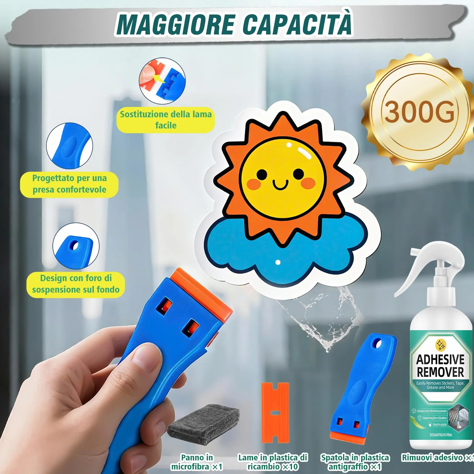 Rimuovi Colla 300ml potente adesivo sciogli silicone con raschietto e panno