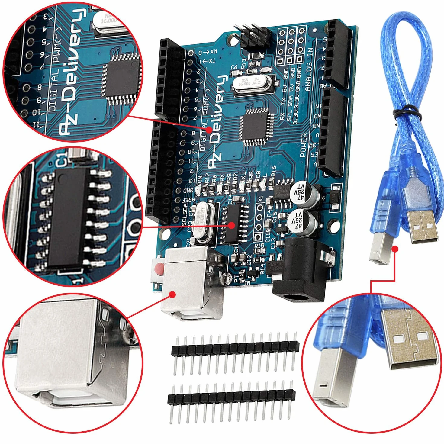 AZDelivery Scheda Microcontrollore con Cavo USB e con eBook