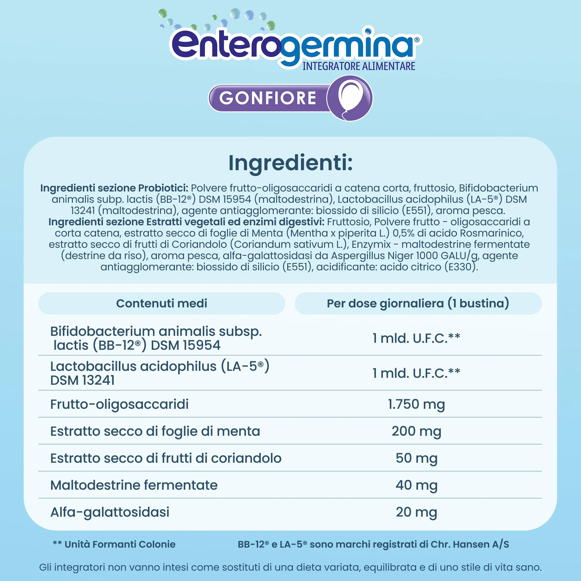 Enterogermina Gonfiore Fermenti Lattici Probiotici Prebiotici Adulti 10 Bustine Gusto Pesca