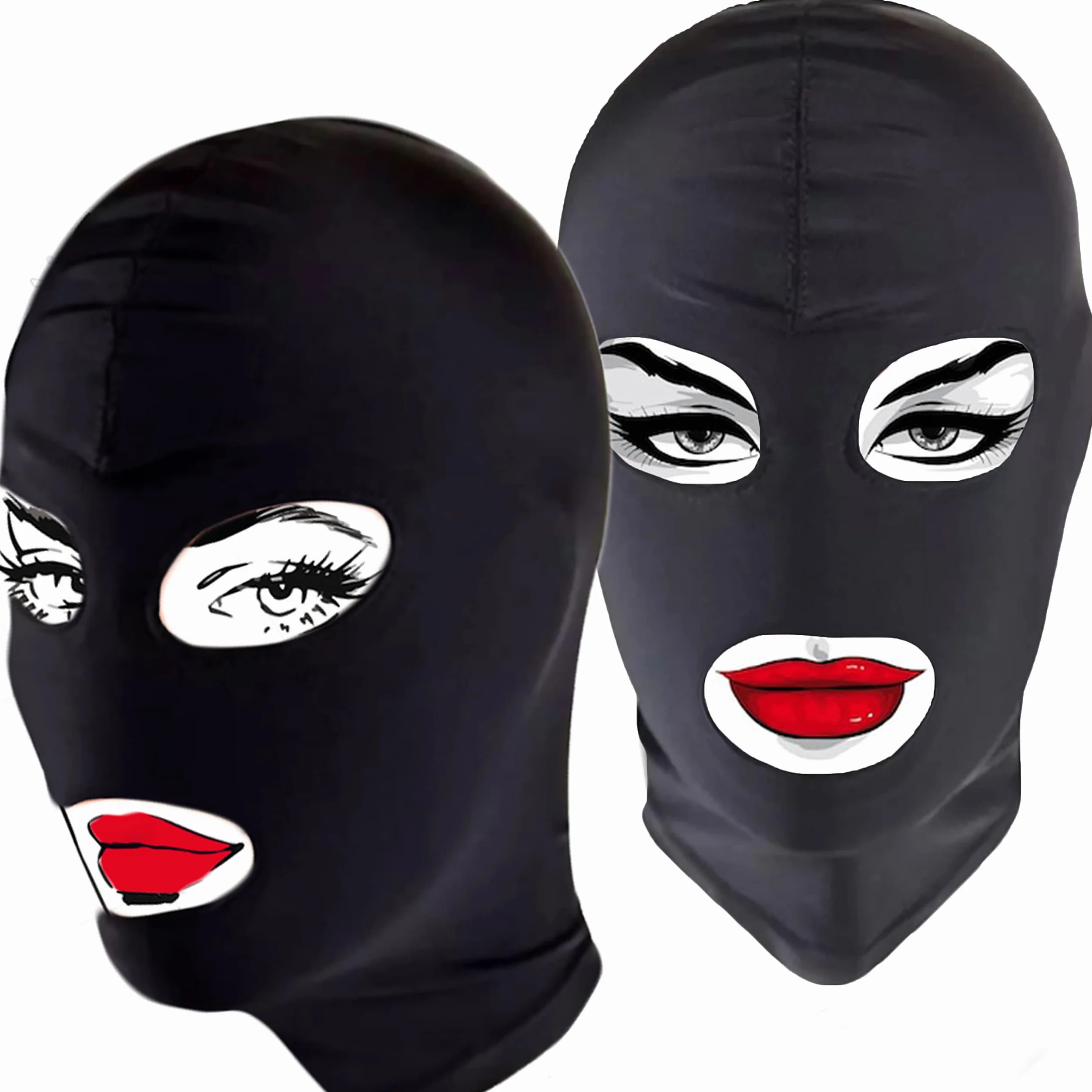 Maschera BDSM Donna Uomo Nero Spandex 58cm S/M Flessibile Traspirante Sadomaso Sex Toys Bondage