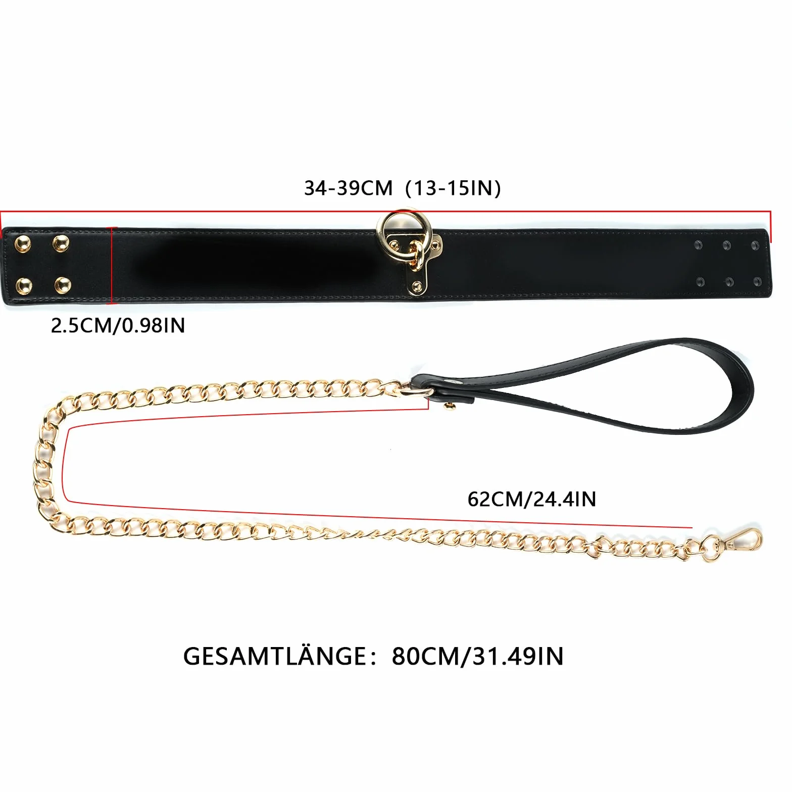 BDSM Collare Bondage con Guinzaglio a Catena, Set Collari Fetish in Pelle Regolabili per Coppie