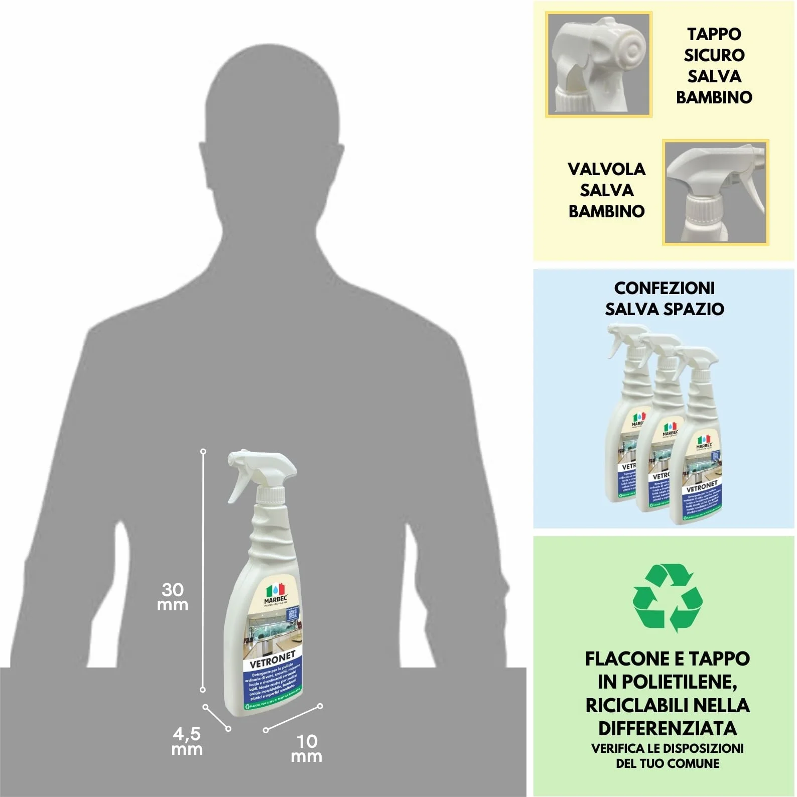 MARBEC VETRONET 750ML Detergente per vetri e superfici lucide