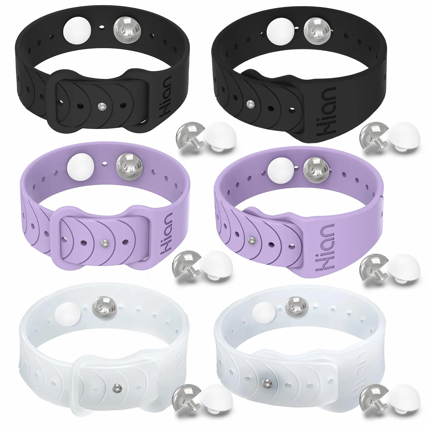 Hion 3 paia braccialetti agopressione cinetosi nausea mattutina mal di mare nero viola trasparente