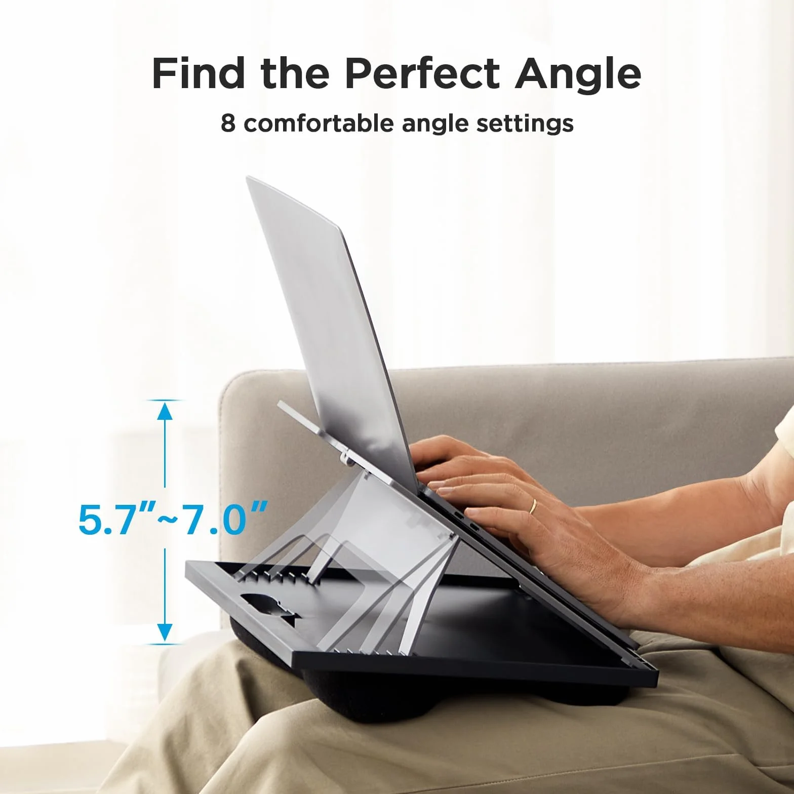 HUANUO Supporto per Laptop con Cuscino - Flessibile Regolabile con 8 Angoli, Supporta Notebook, Tablet, Fino a 15,6", Tavolo Vassoio Portatile e Adatto per Viaggi, Lavoro, Casa