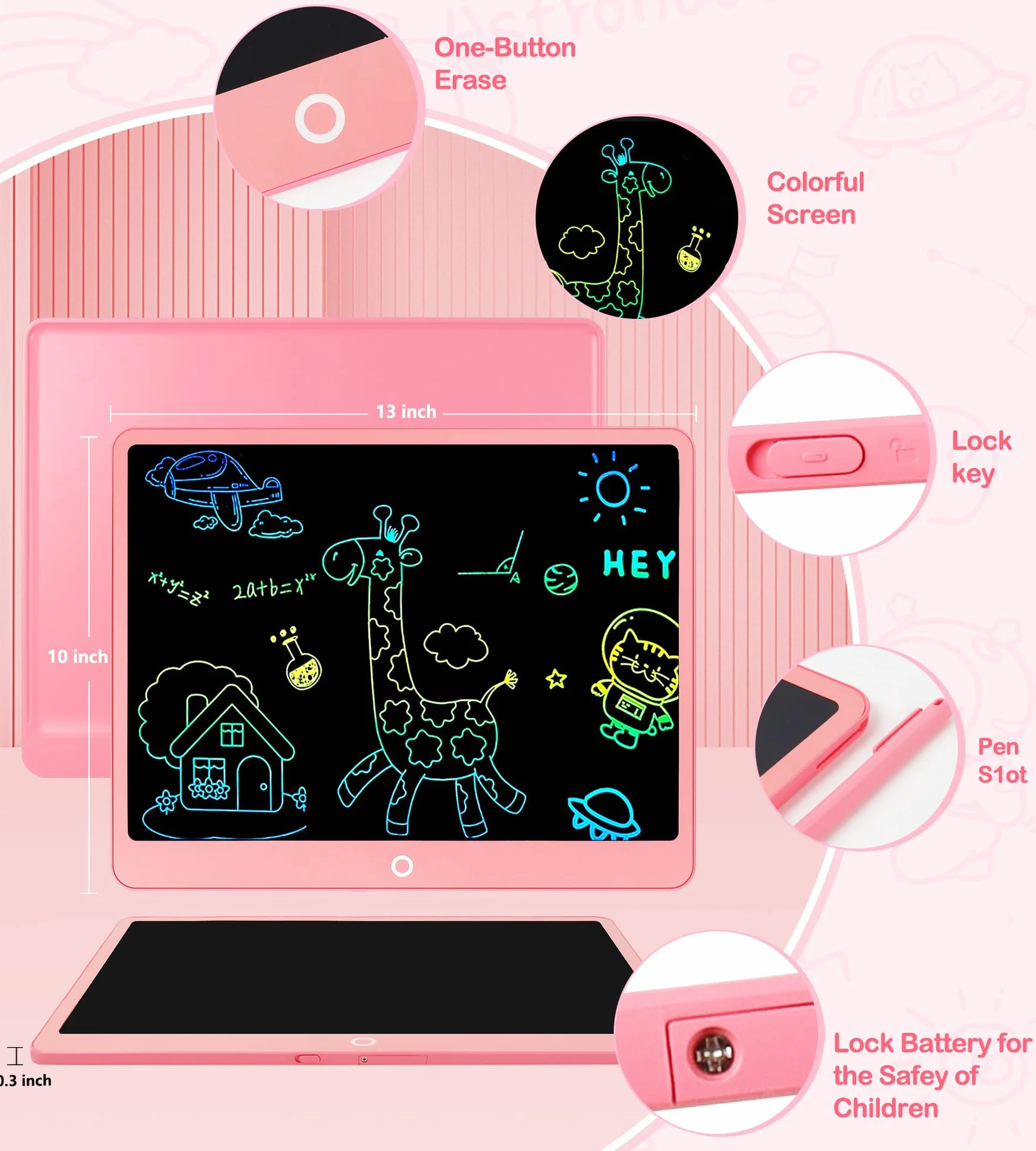 Tavoletta Grafica LCD 16 Pollici, Lavagna Digitale da Disegno con Penna per Bambini 3-12 Anni